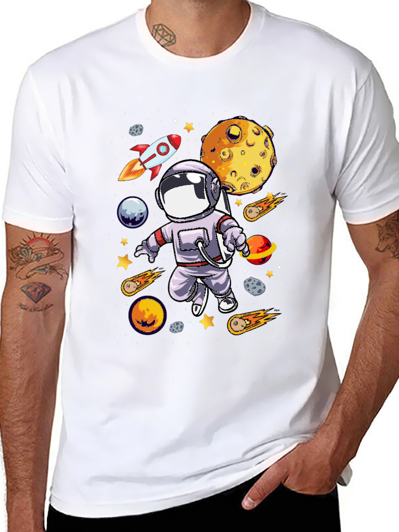 Astronaut Galaxy Graphic T-Shirt - Black