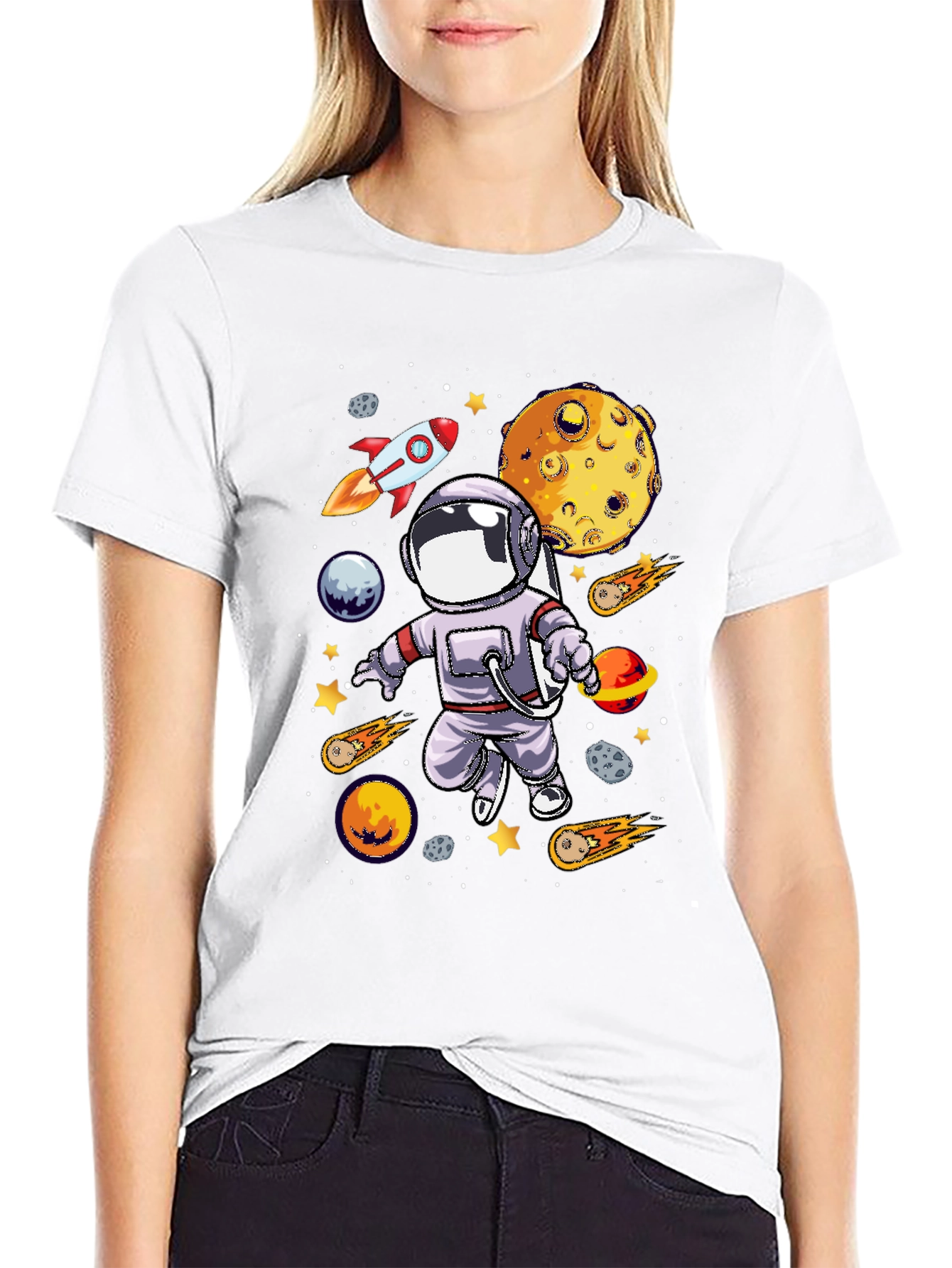 Astronaut Galaxy Graphic T-Shirt - Black