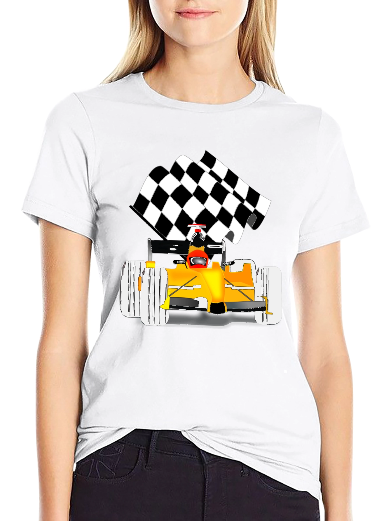 Racing Car Graphic Tee - Checkered Flag Finish