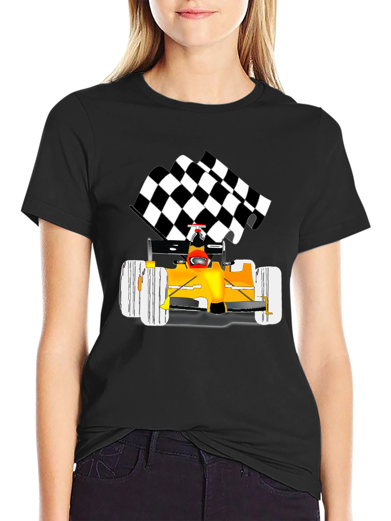 Racing Car Graphic Tee - Checkered Flag Finish