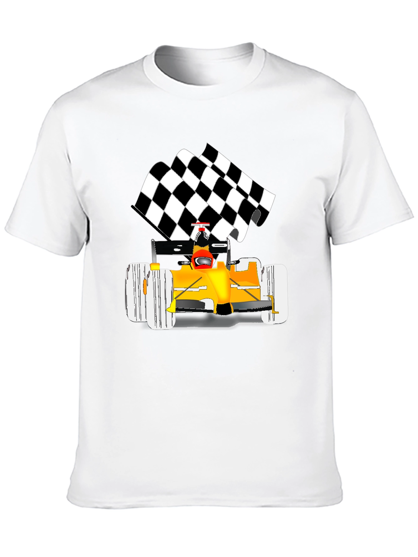 Racing Car Graphic Tee - Checkered Flag Finish