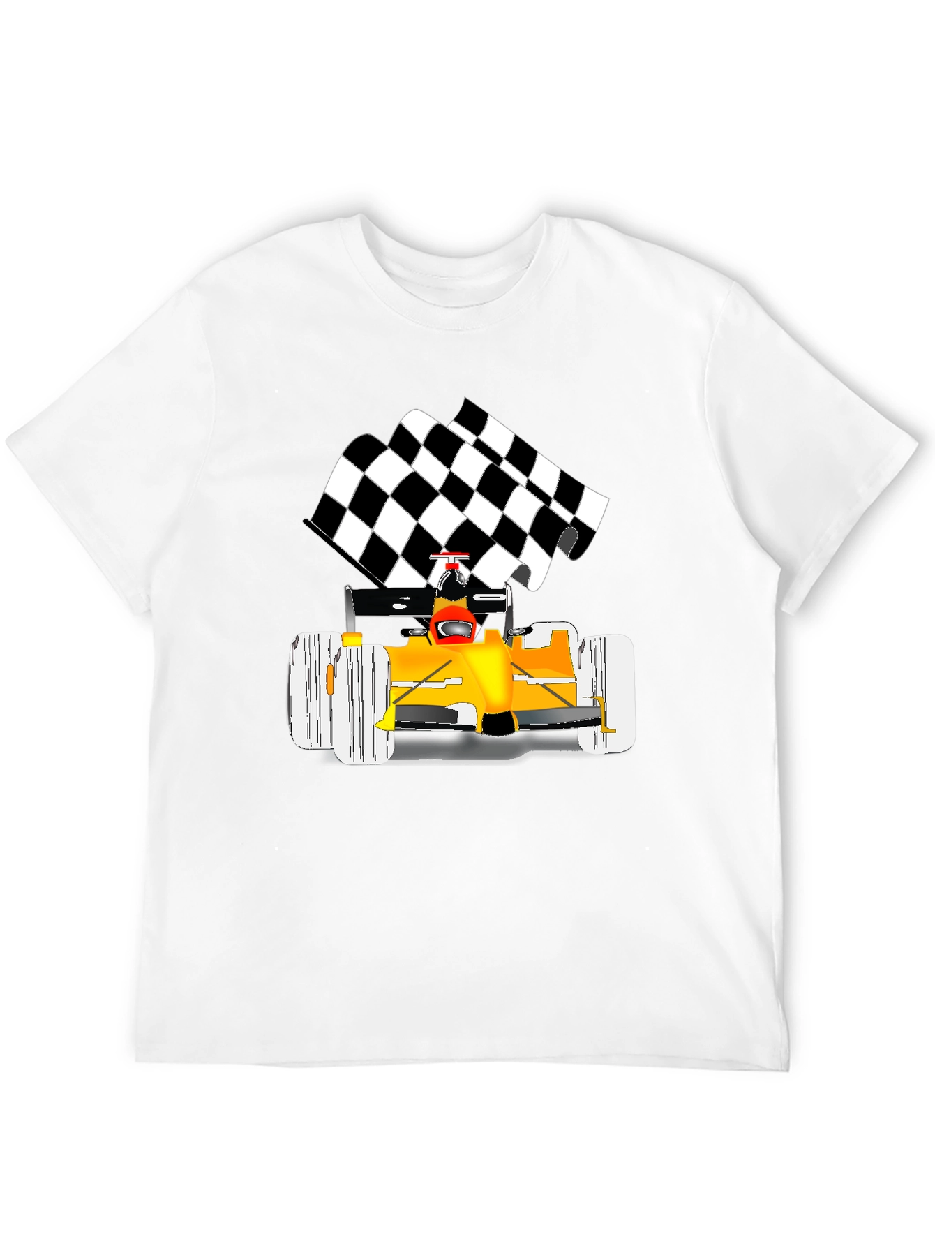 Racing Car Graphic Tee - Checkered Flag Finish