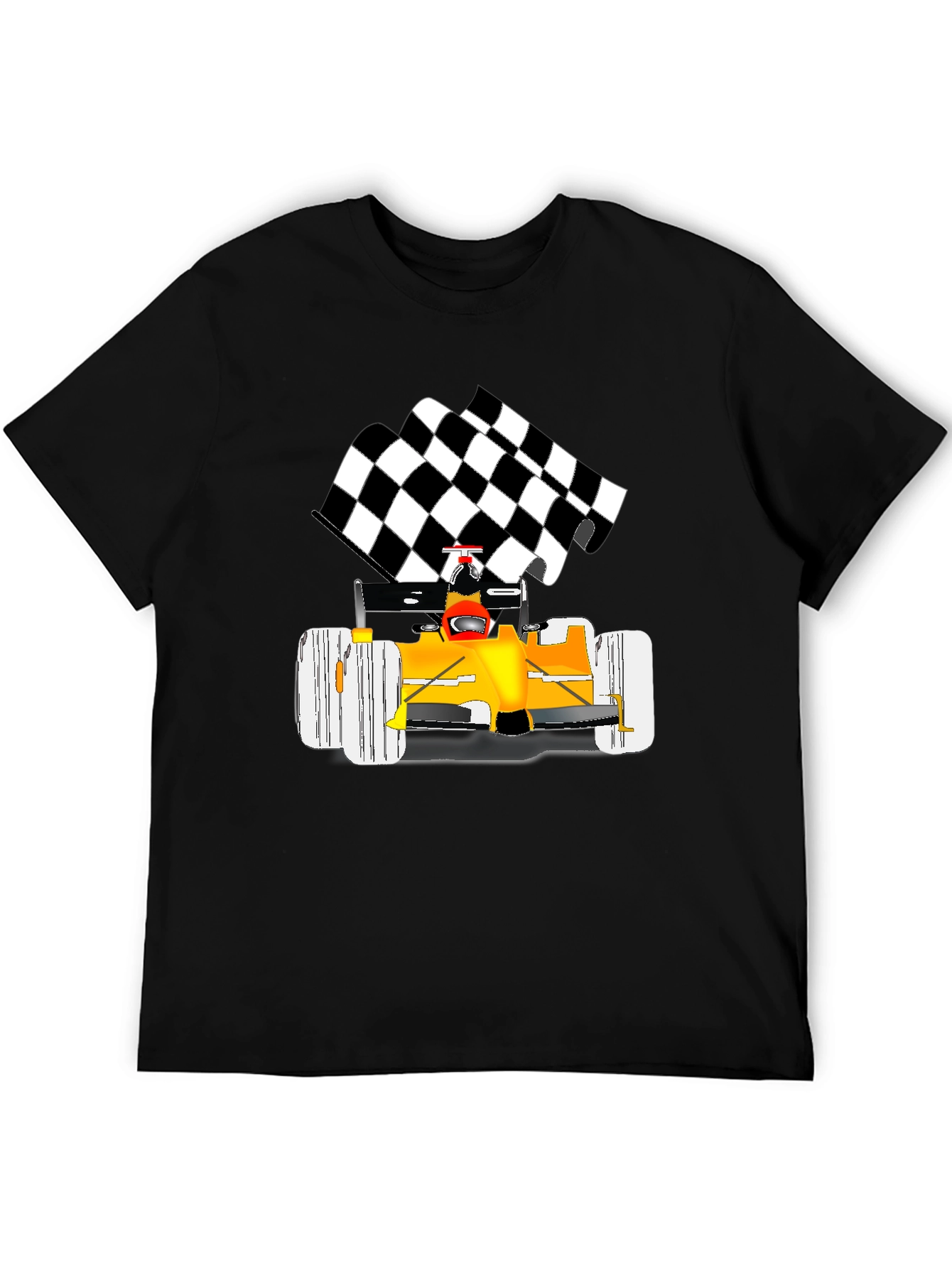 Racing Car Graphic Tee - Checkered Flag Finish