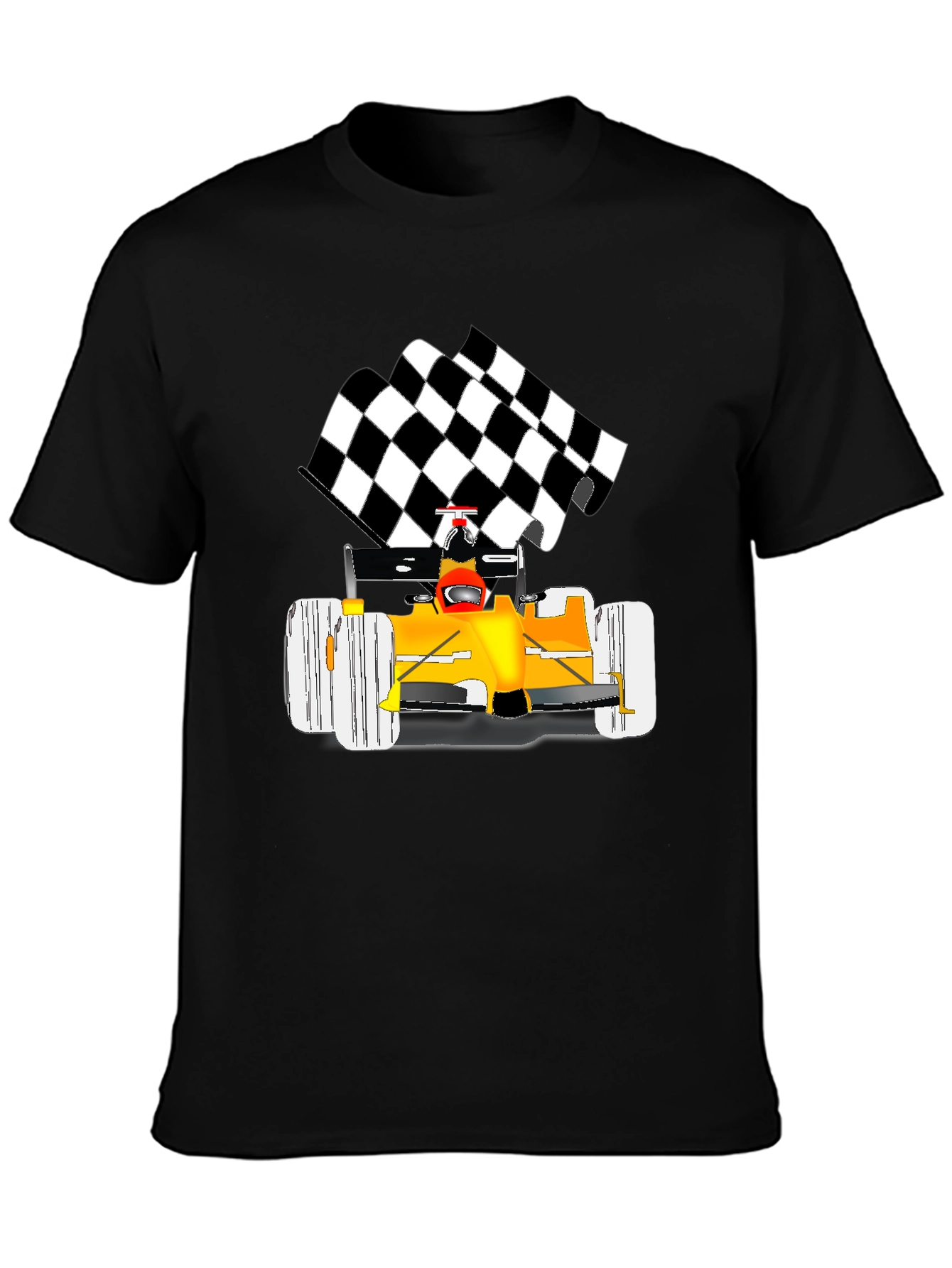 Racing Car Graphic Tee - Checkered Flag Finish