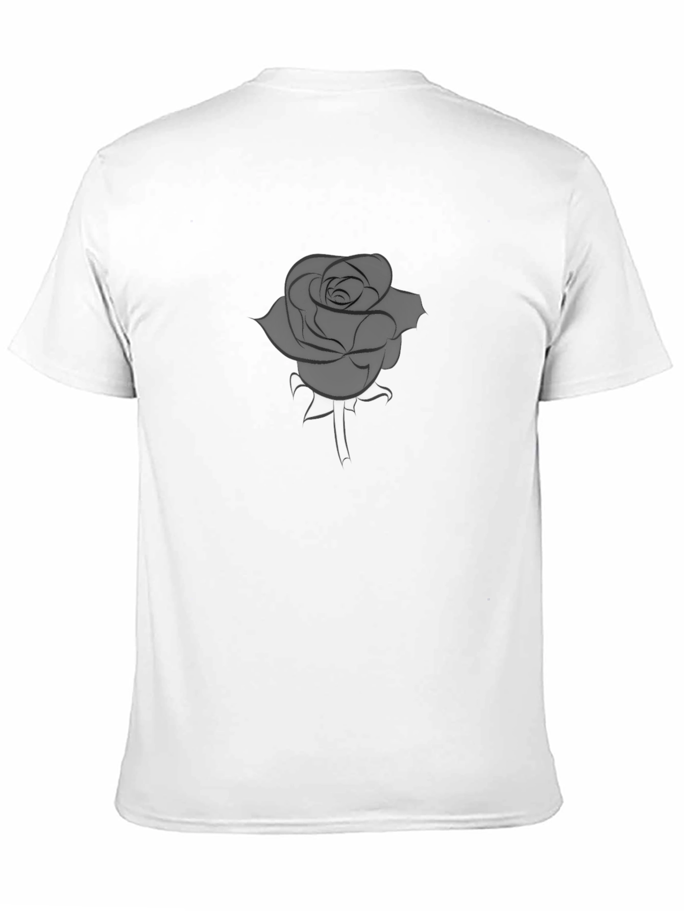 Mens Black T-Shirt with Grey Rose Graphic
