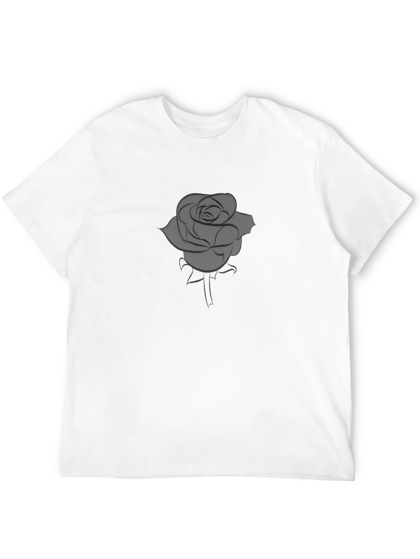Mens Black T-Shirt with Grey Rose Graphic