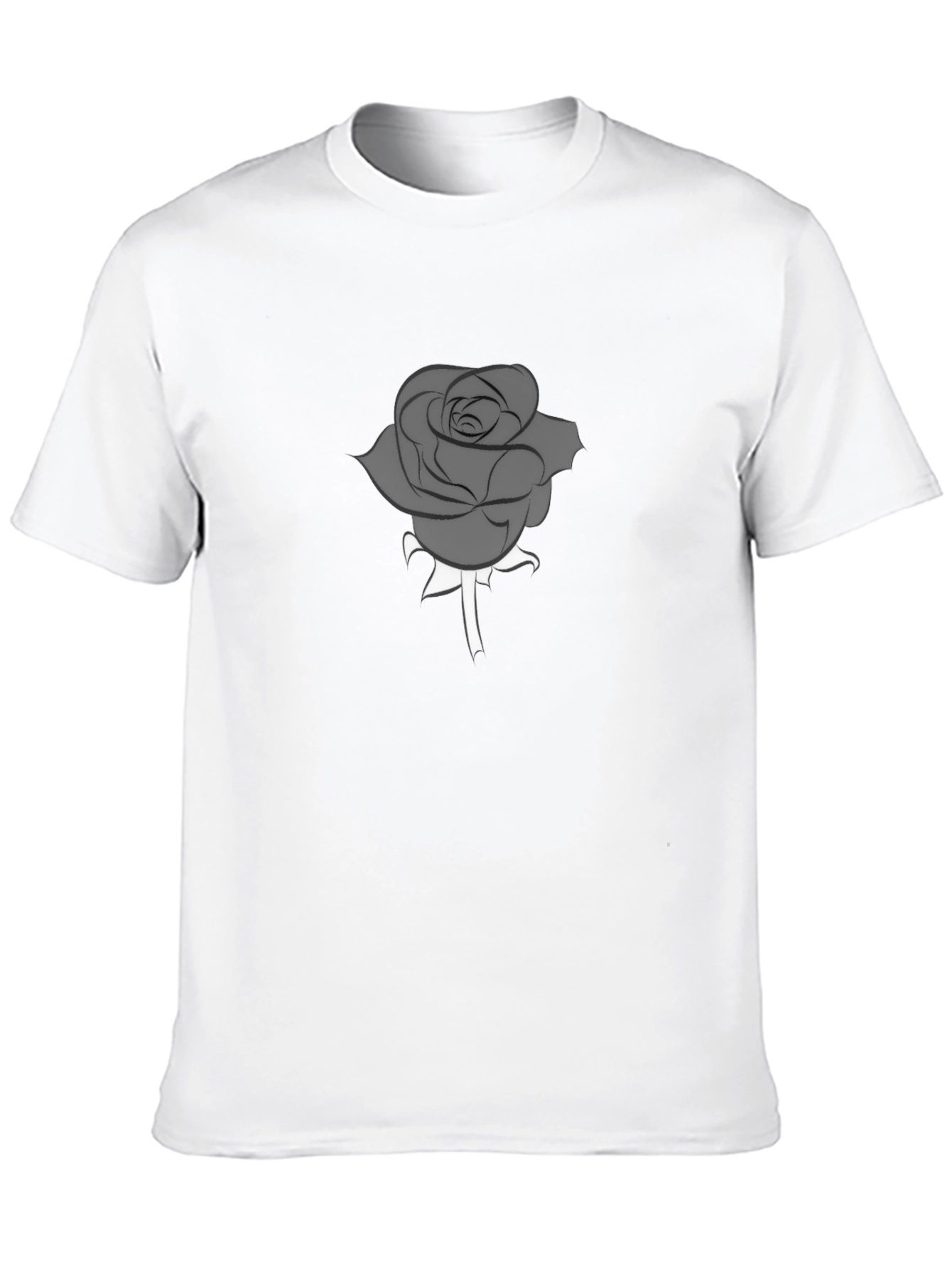 Mens Black T-Shirt with Grey Rose Graphic