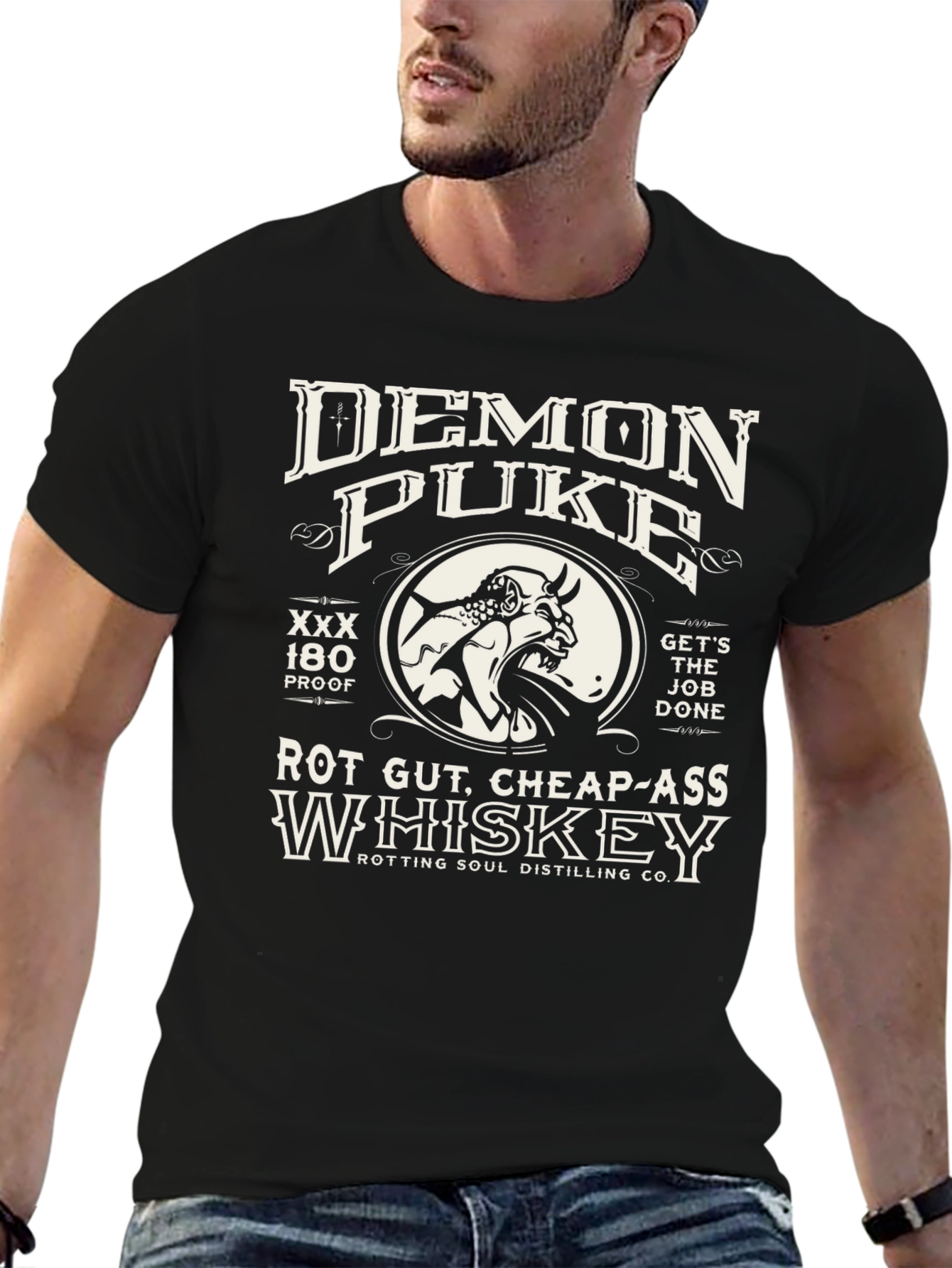Demon Puke Whiskey Graphic T-Shirt
