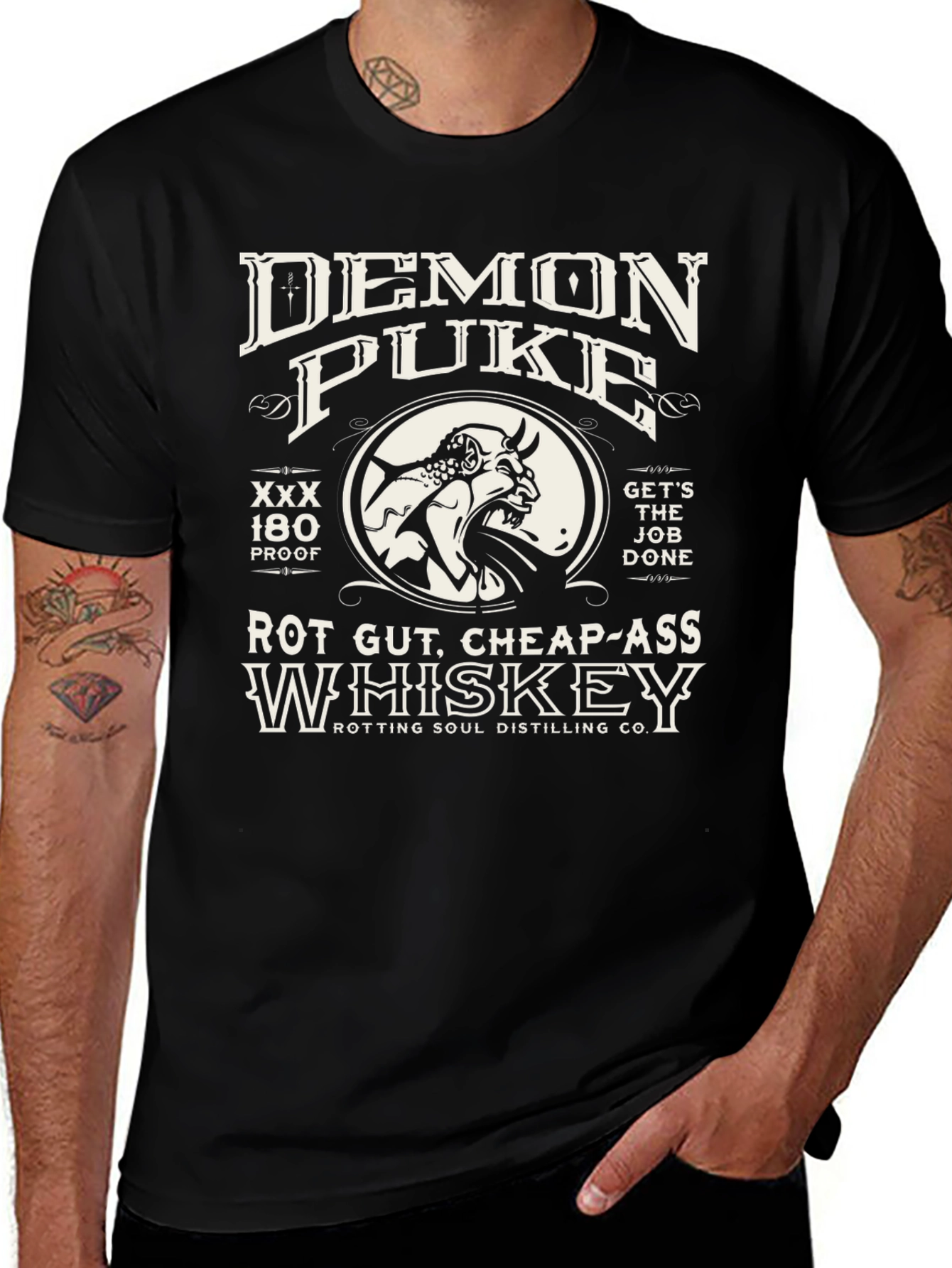 Demon Puke Whiskey Graphic T-Shirt