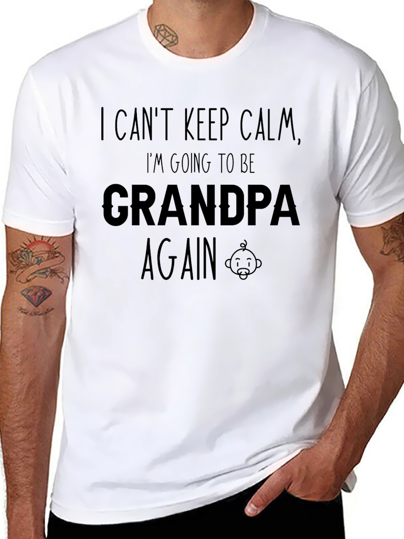 Grandpa Again T-Shirt Funny Pregnancy Announcement