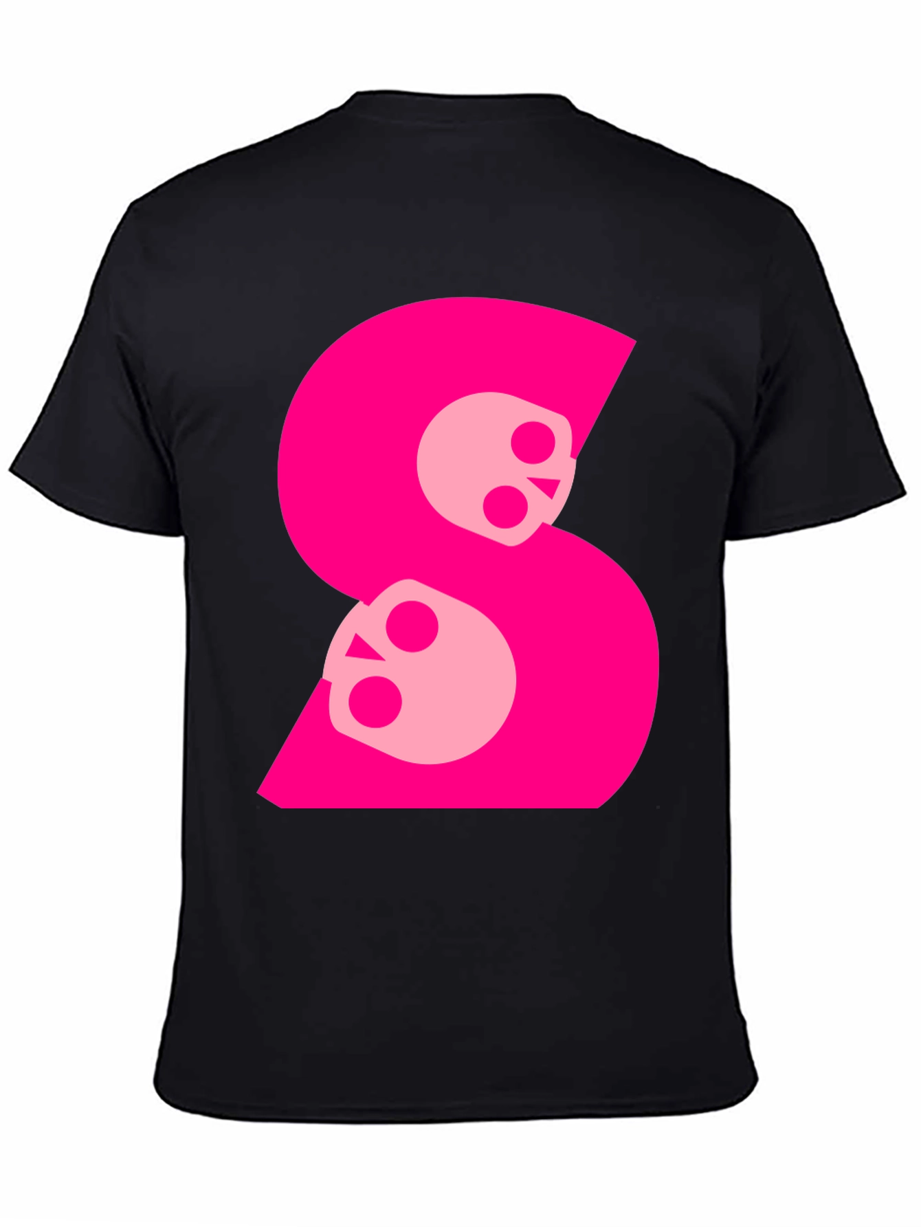 Skull S Graphic Tee - Bold Pink on Black