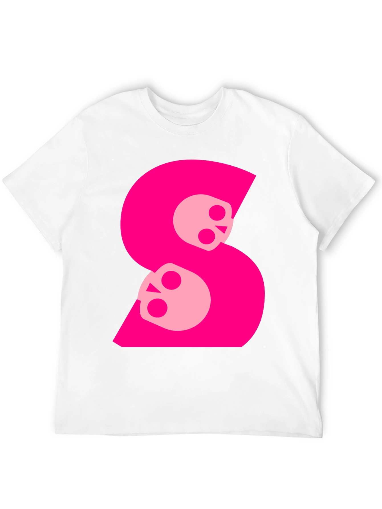 Skull S Graphic Tee - Bold Pink on Black