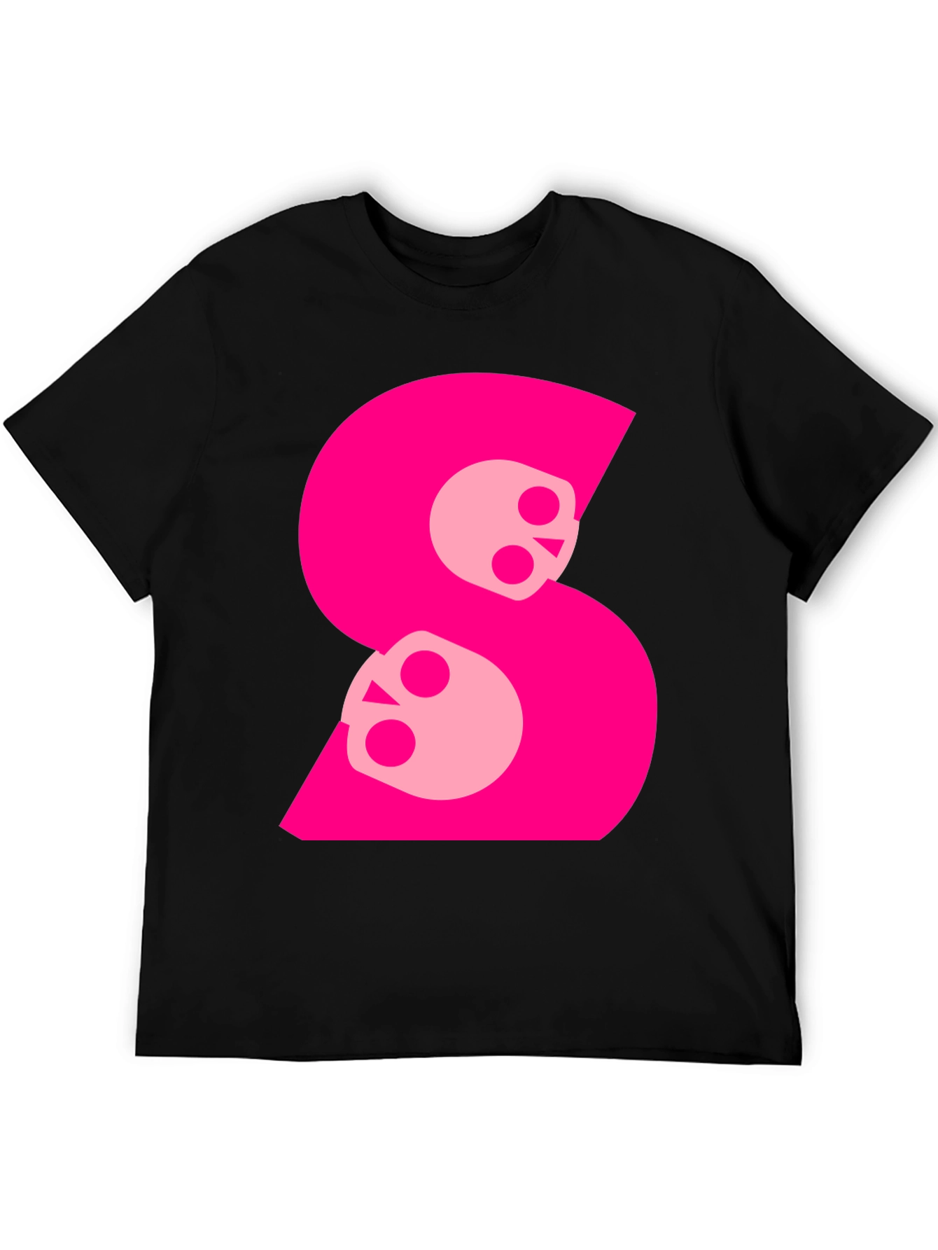 Skull S Graphic Tee - Bold Pink on Black