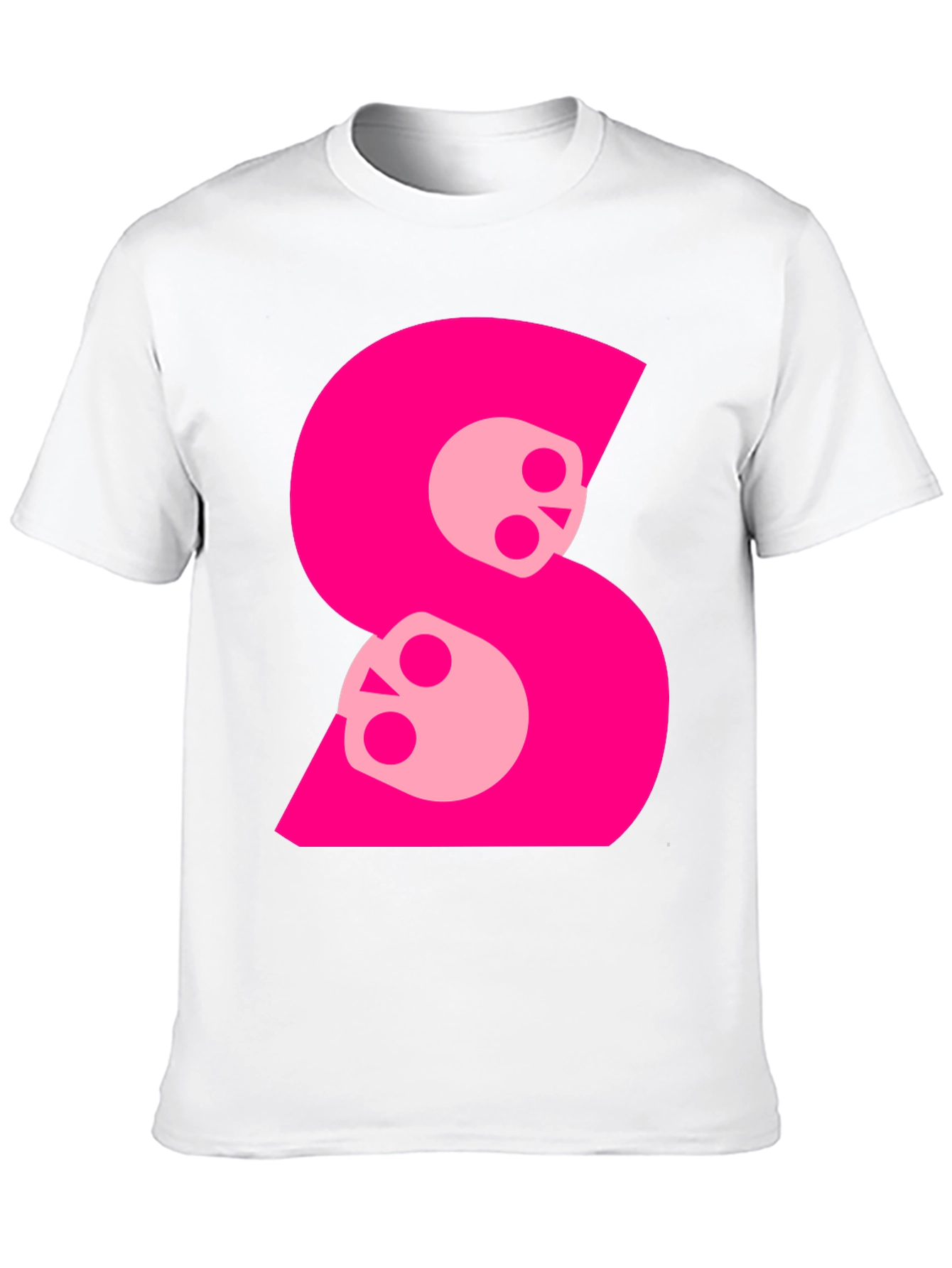 Skull S Graphic Tee - Bold Pink on Black
