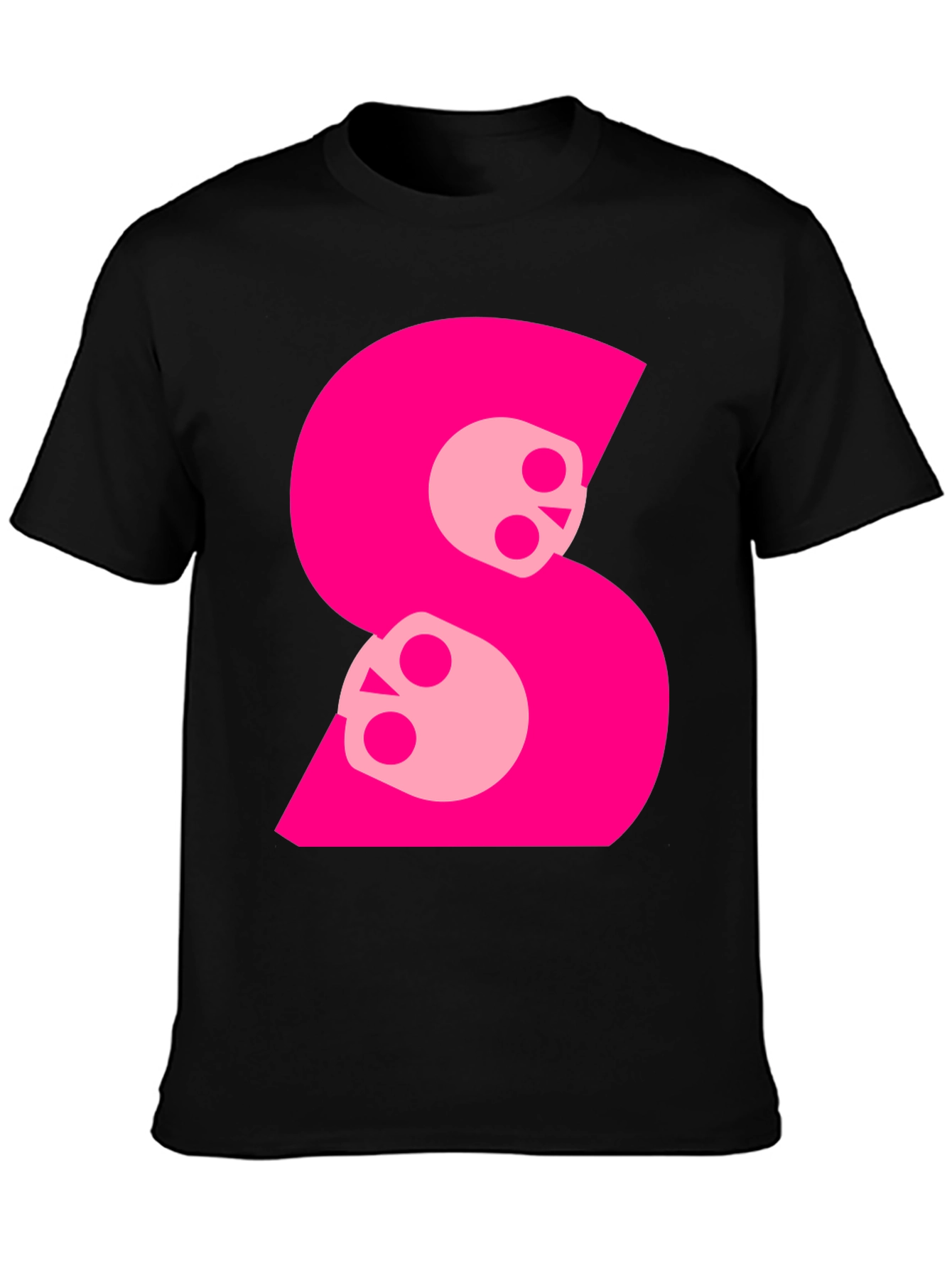 Skull S Graphic Tee - Bold Pink on Black