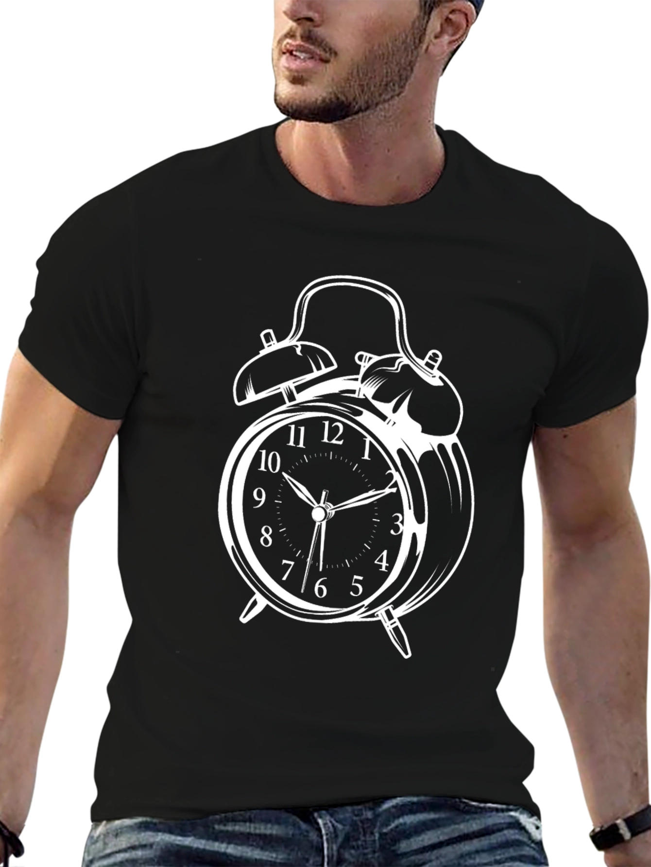 Alarm Clock Graphic T-Shirt - Black Cotton Tee