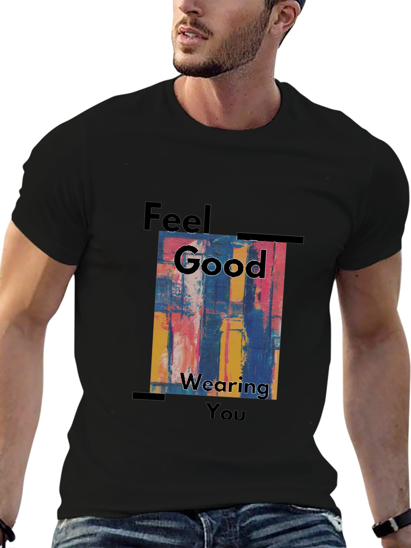Feel Good Graphic Tee - Abstract Art Mens T-Shirt