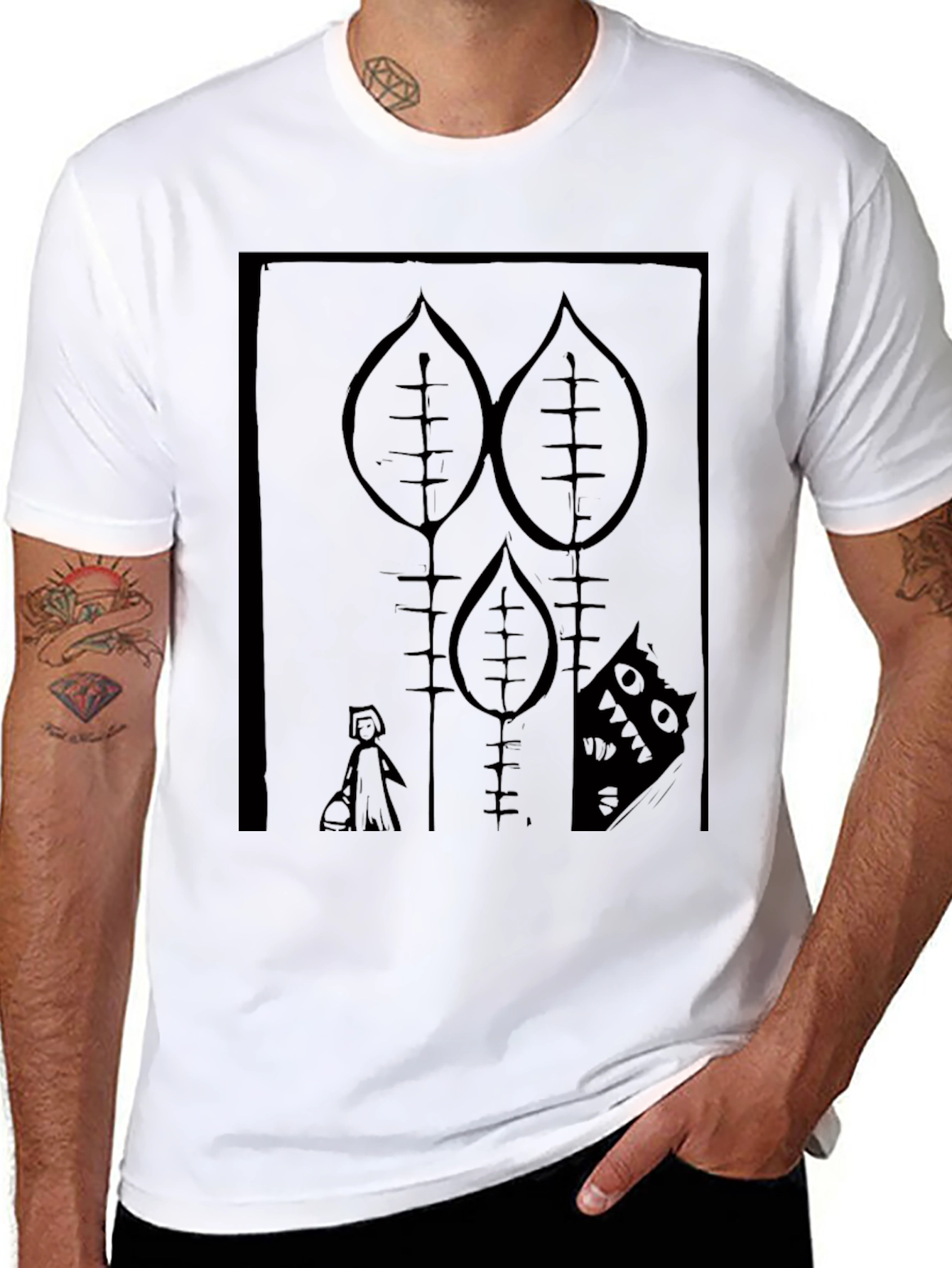 Graphic Black T-Shirt - Little Red Riding Hood