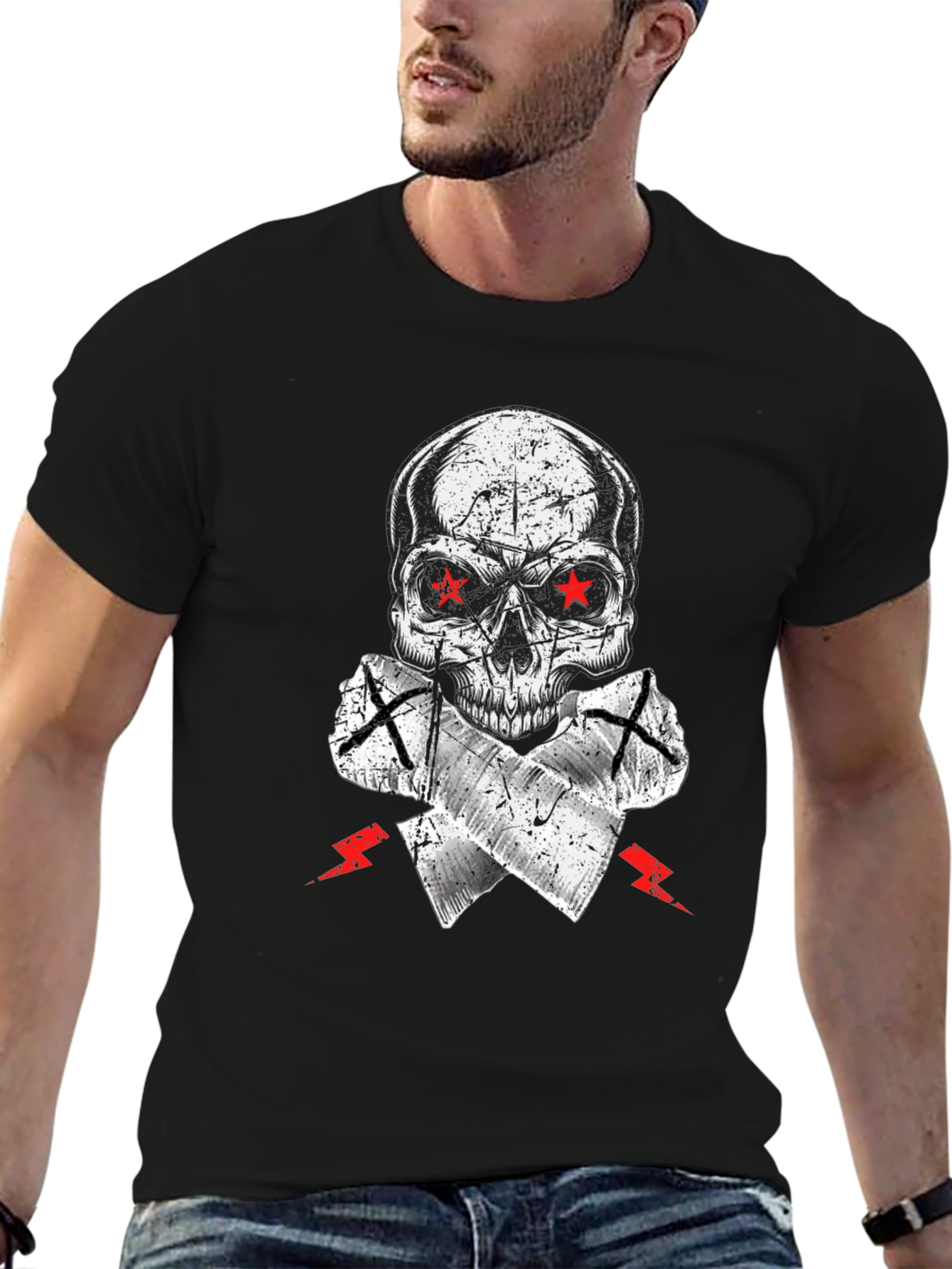 Skull & Crossed Axes Graphic Tee - Edgy Style