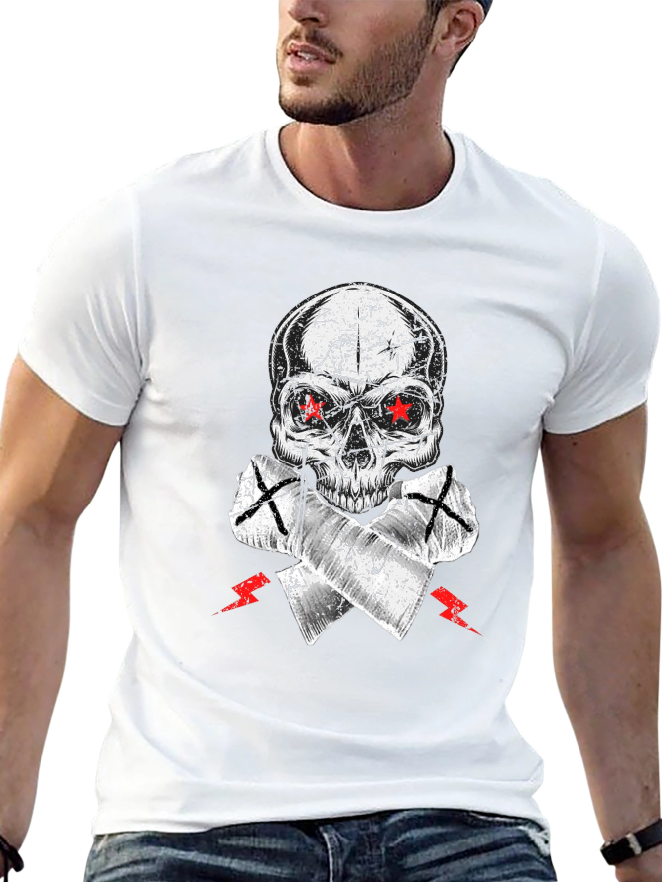 Skull & Crossed Axes Graphic Tee - Edgy Style