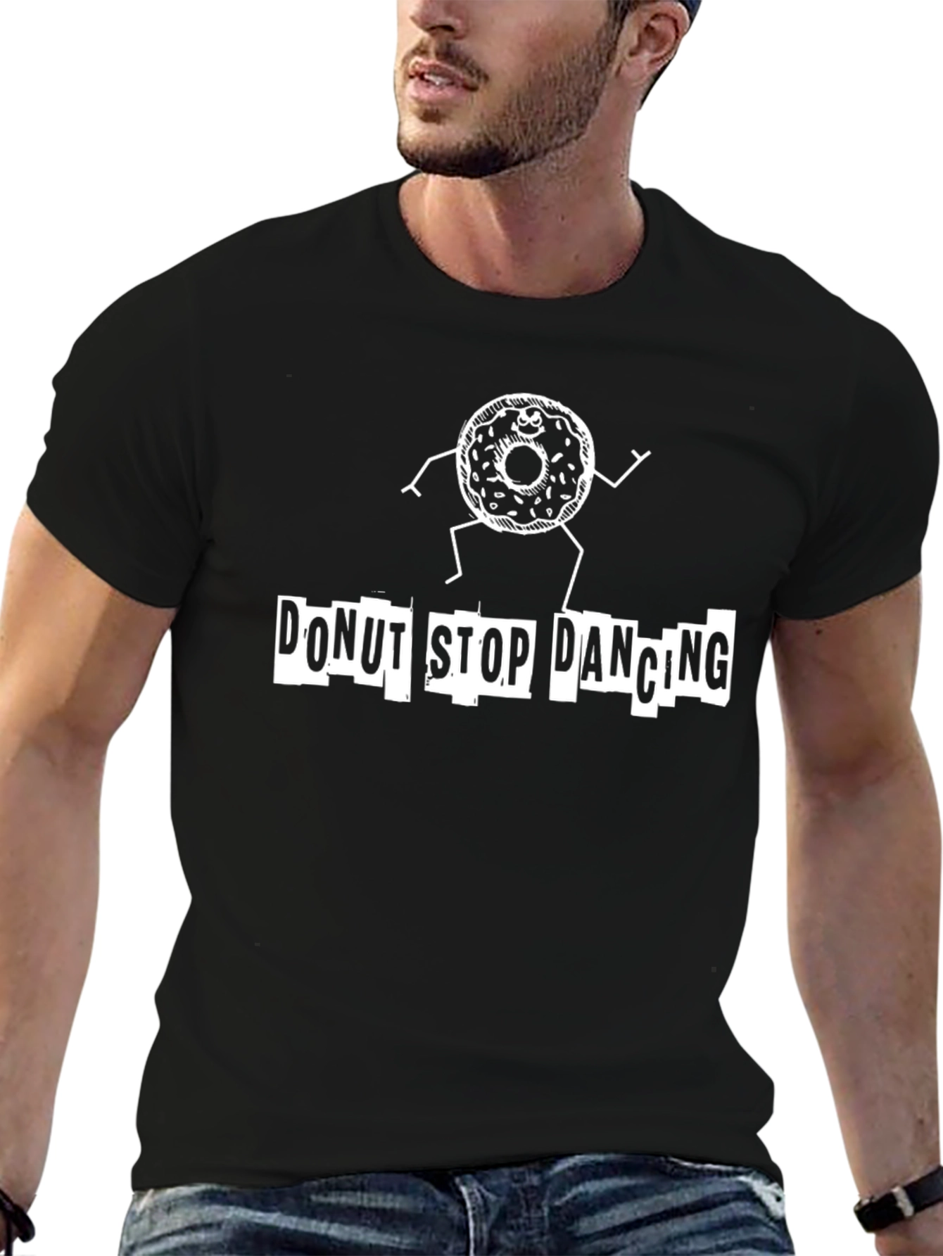Donut Stop Dancing Graphic T-Shirt - Black