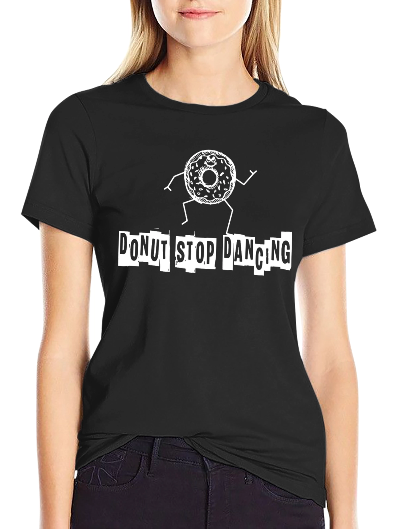 Donut Stop Dancing Graphic T-Shirt - Black