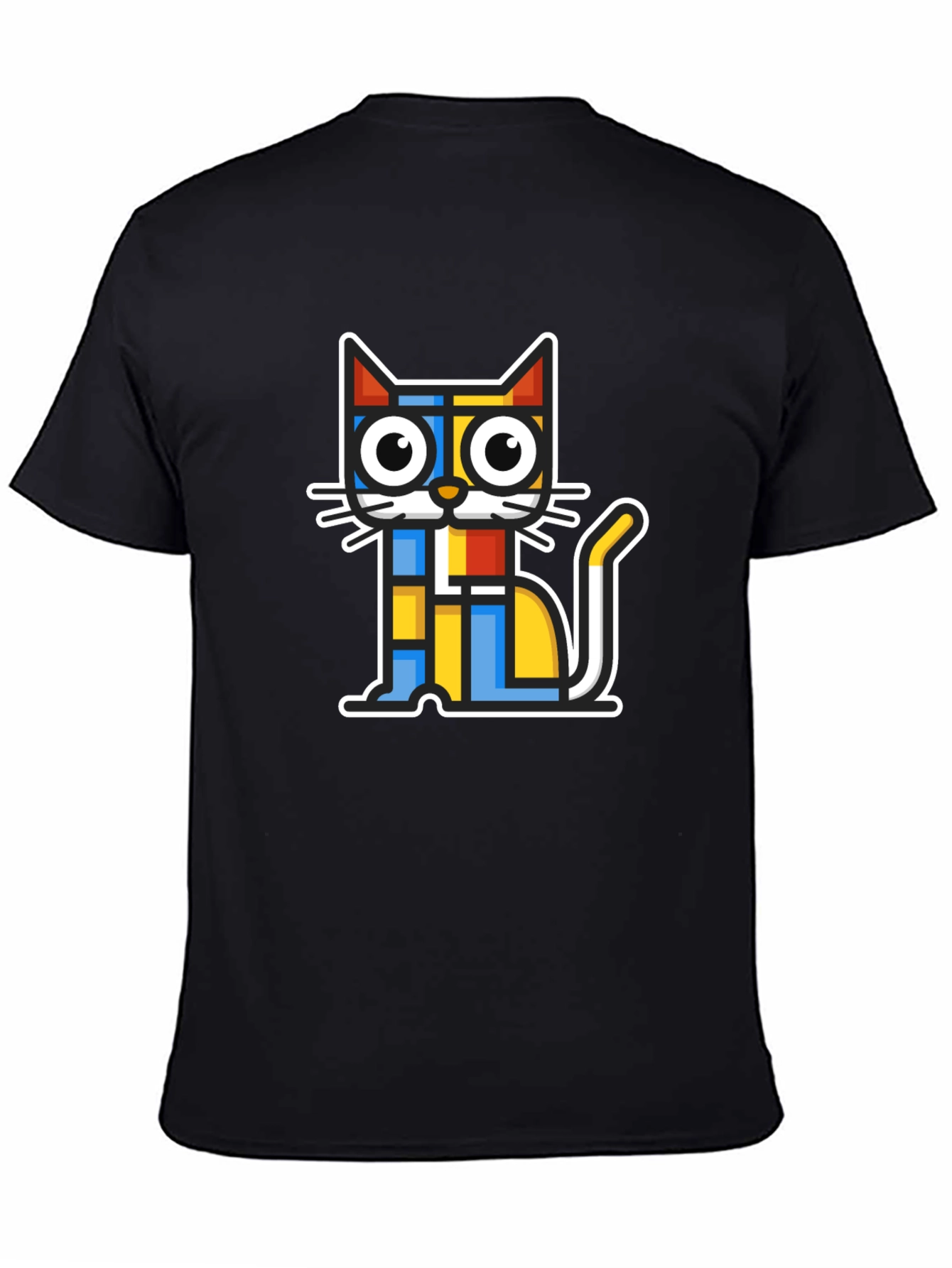 Modern Art Cat Graphic T-Shirt - Black