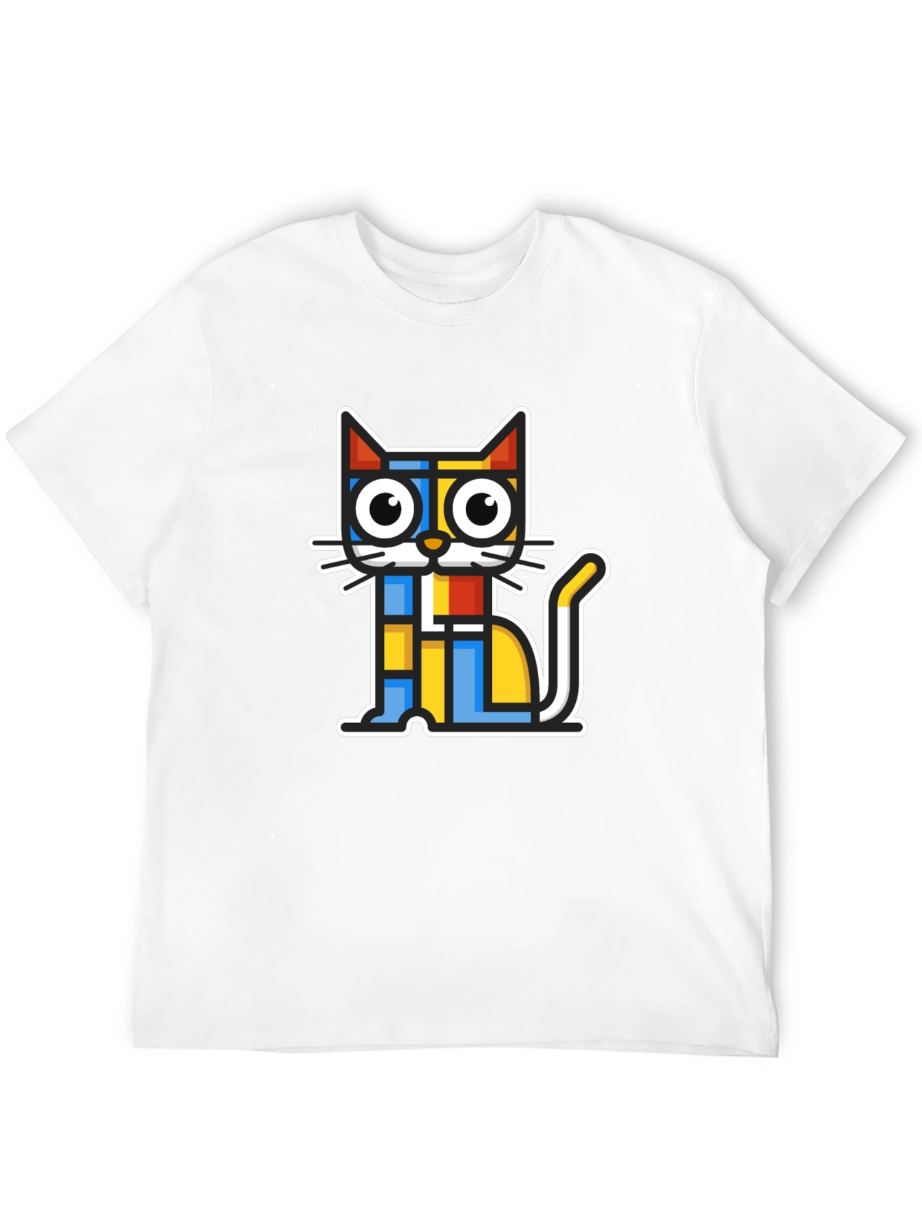 Modern Art Cat Graphic T-Shirt - Black