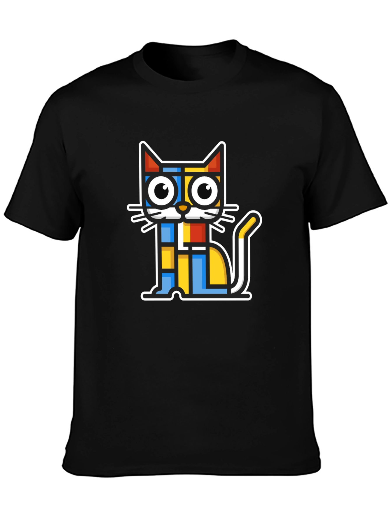 Modern Art Cat Graphic T-Shirt - Black