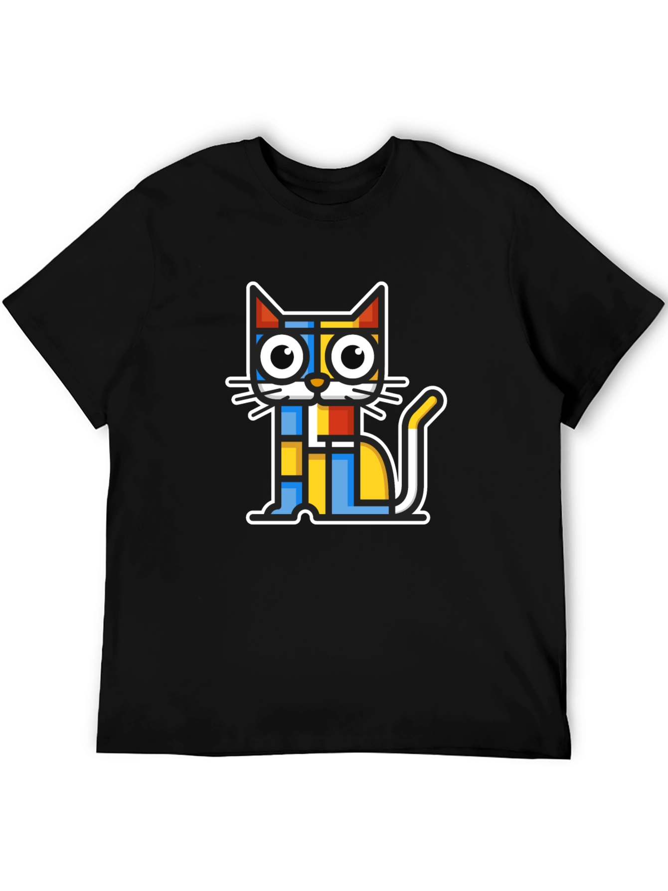 Modern Art Cat Graphic T-Shirt - Black
