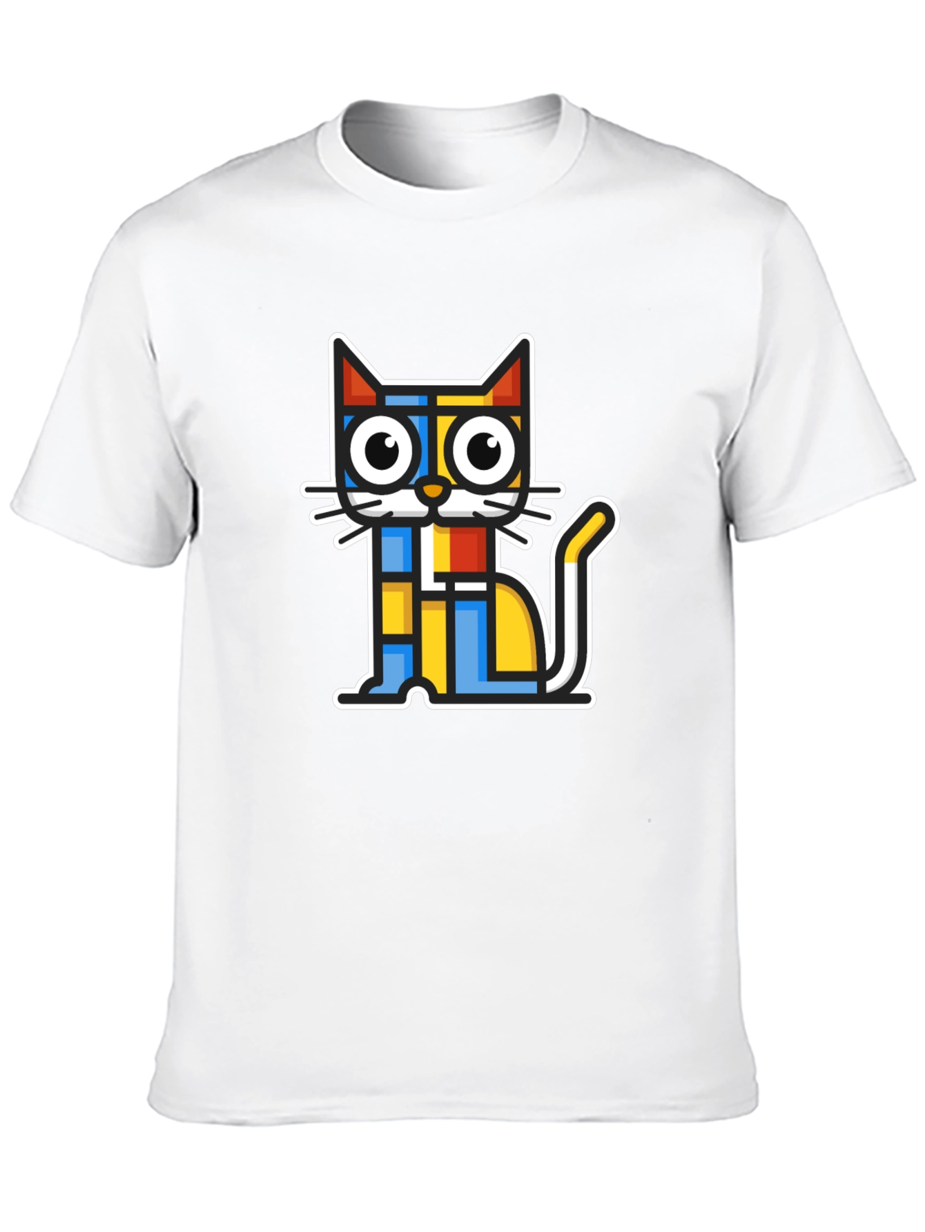 Modern Art Cat Graphic T-Shirt - Black