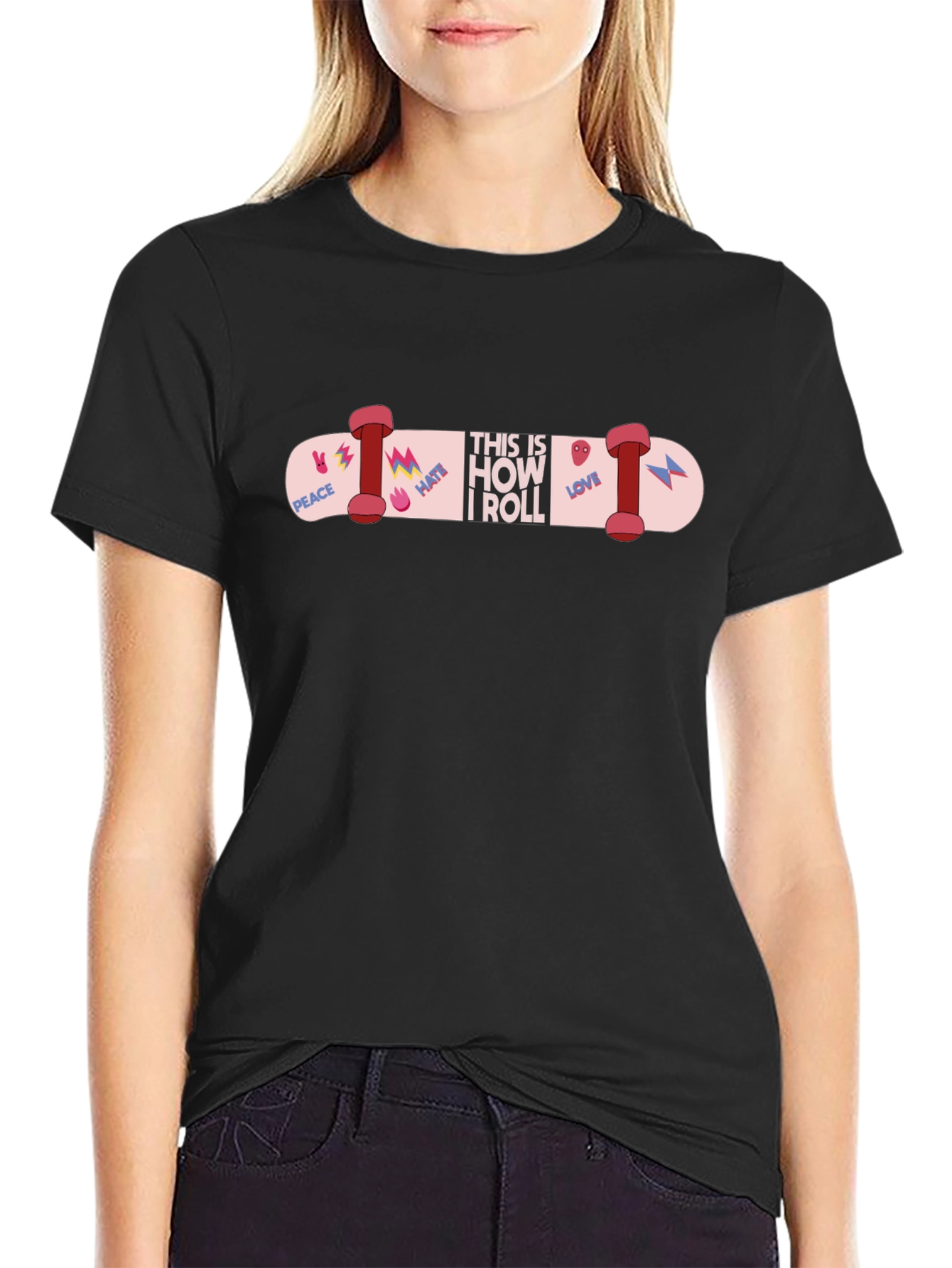 Skateboard Graphic T-Shirt - Peace Love Skate!
