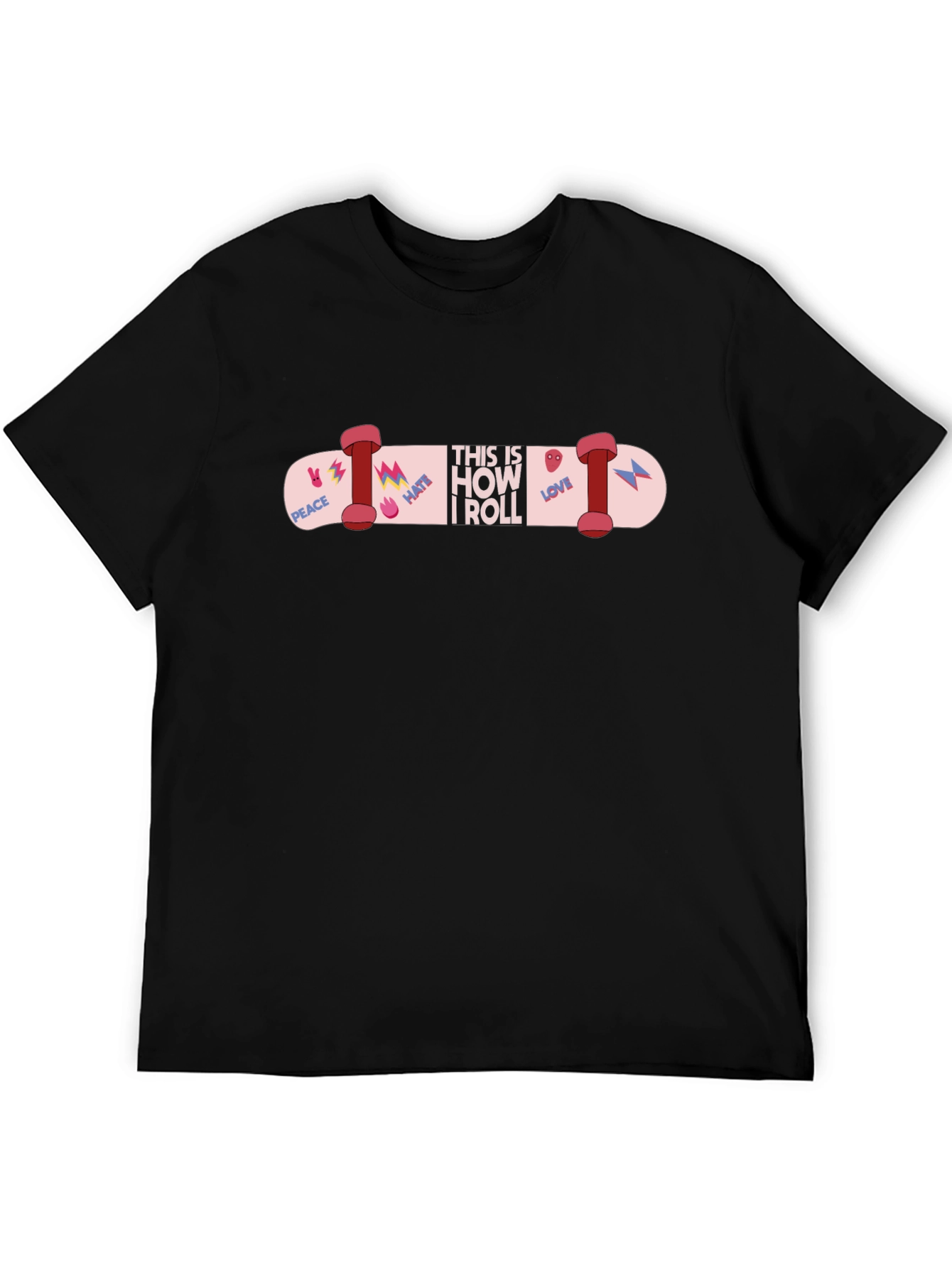Skateboard Graphic T-Shirt - Peace Love Skate!