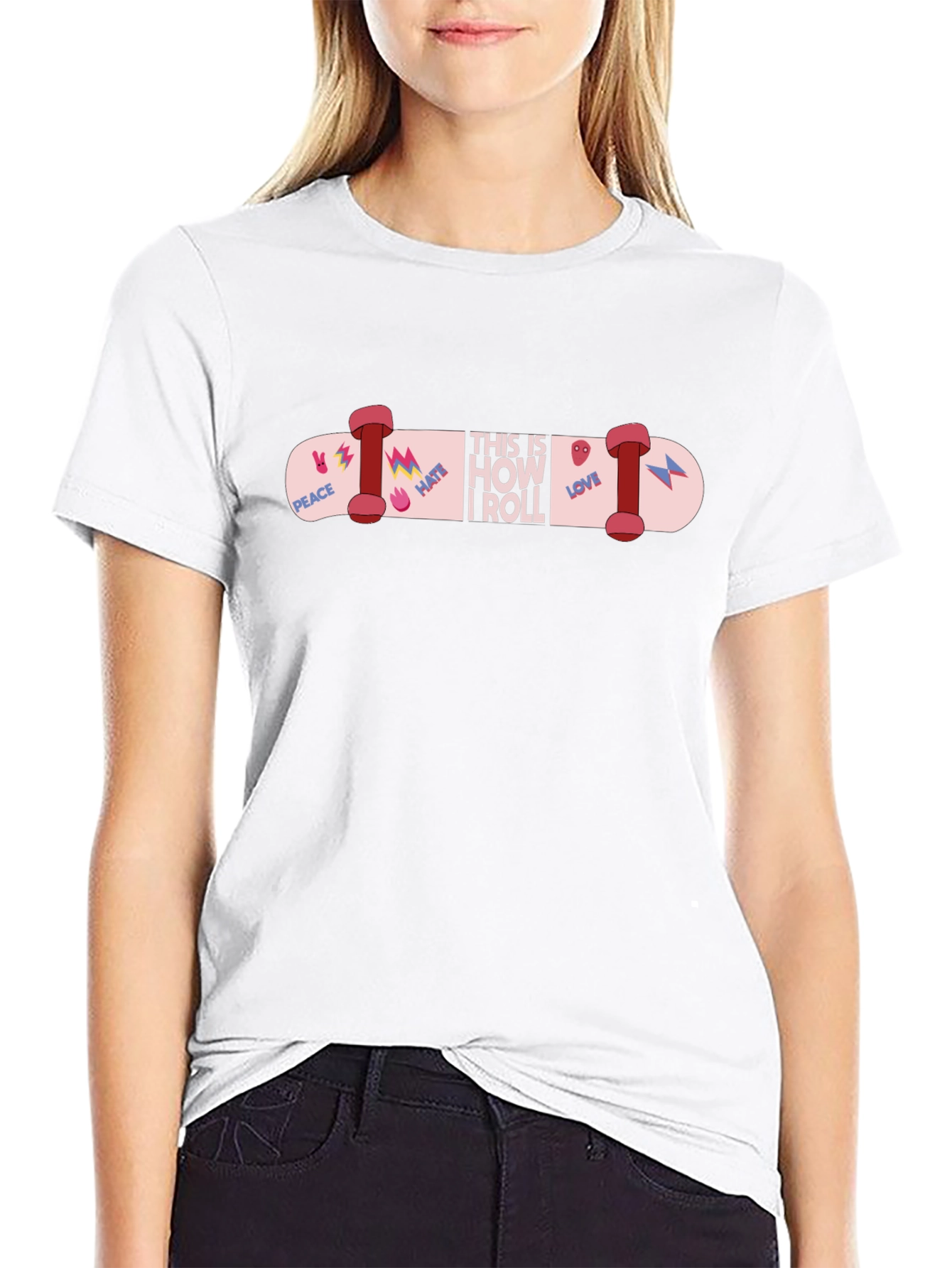 Skateboard Graphic T-Shirt - Peace Love Skate!