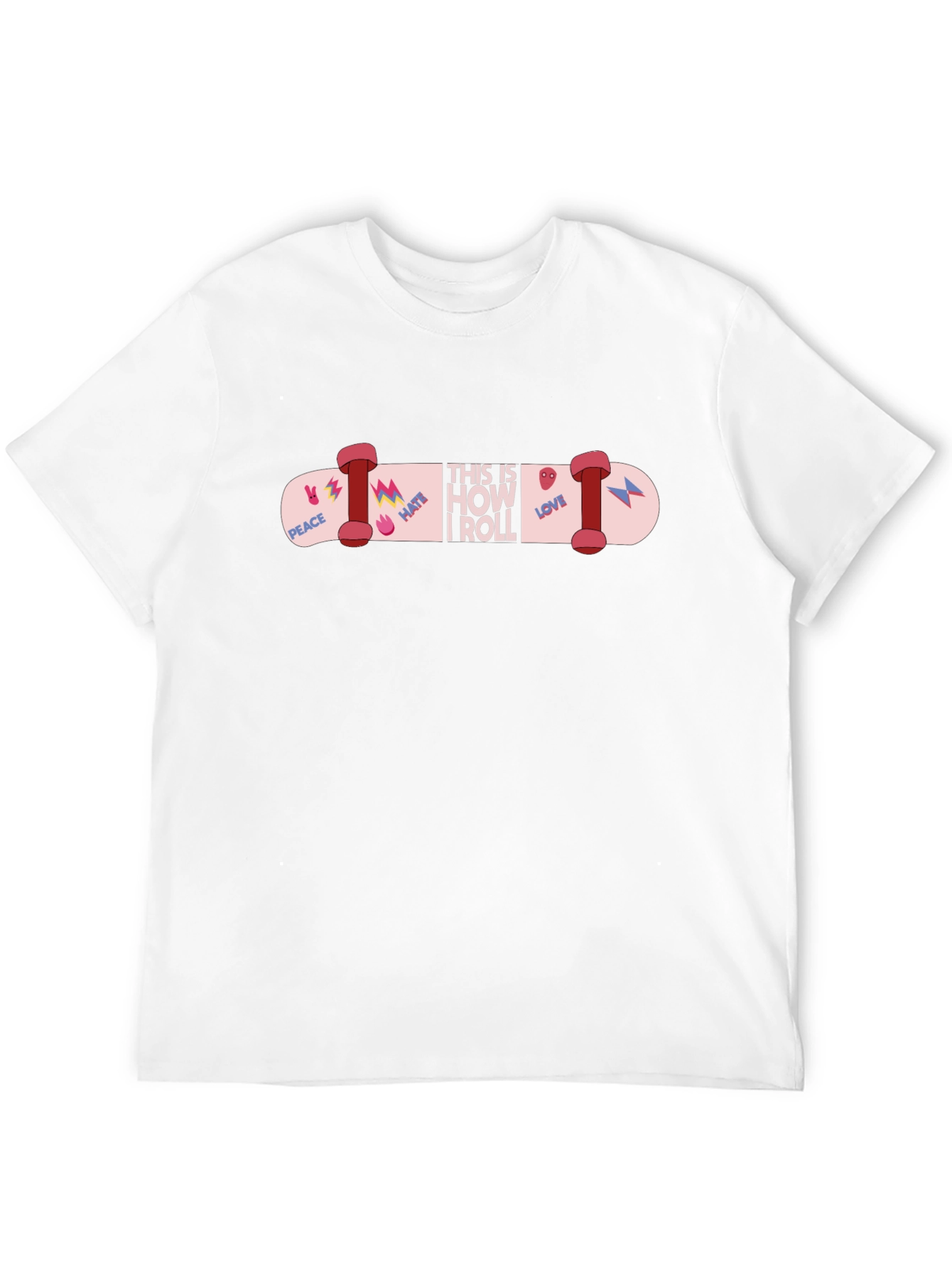 Skateboard Graphic T-Shirt - Peace Love Skate!