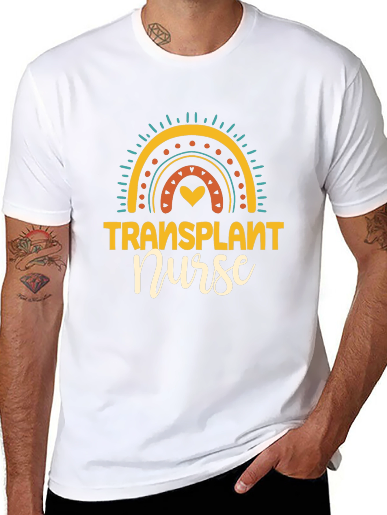 Transplant Nurse Graphic T-Shirt Rainbow Design