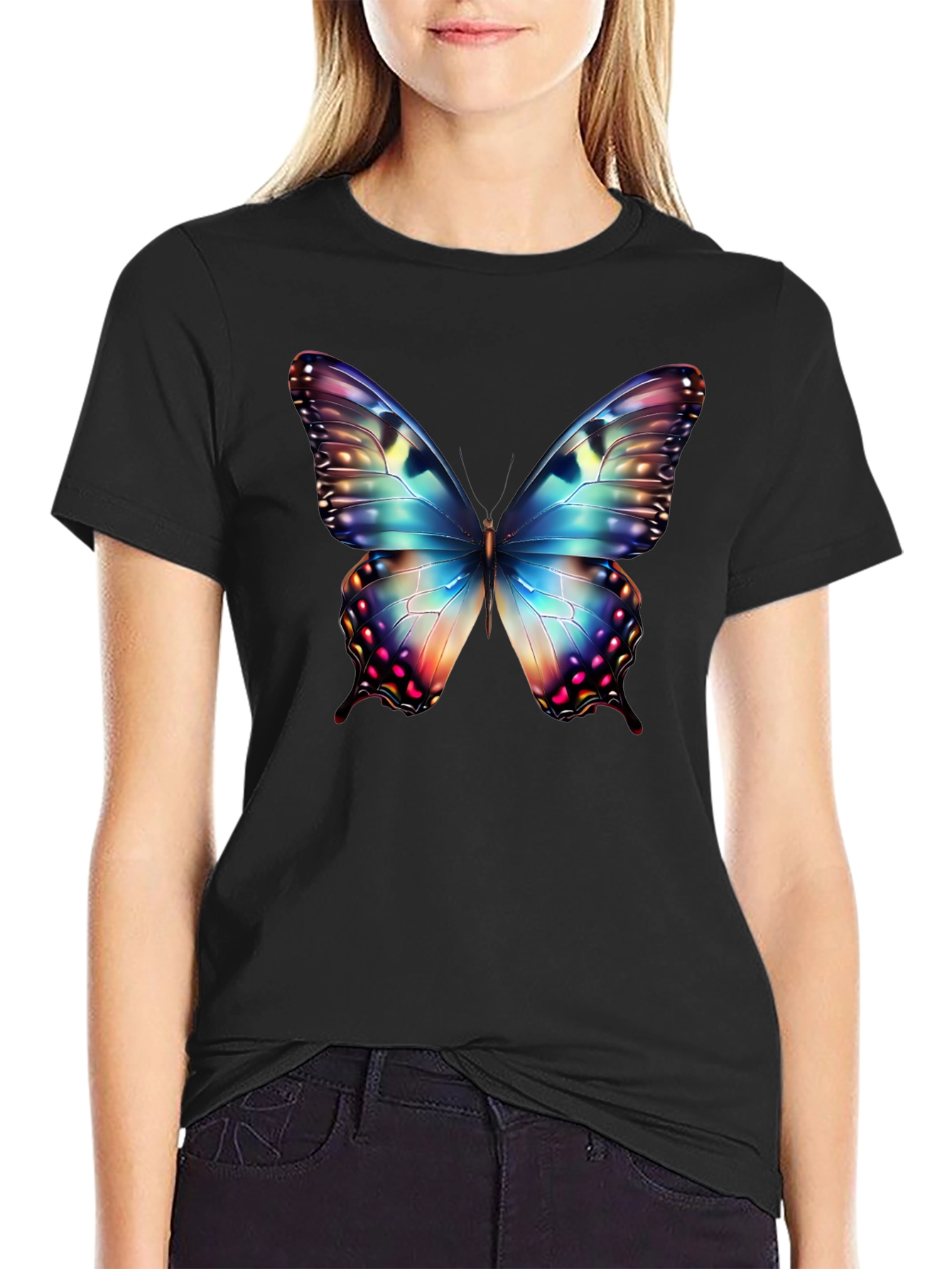 Butterfly Graphic Black T-Shirt
