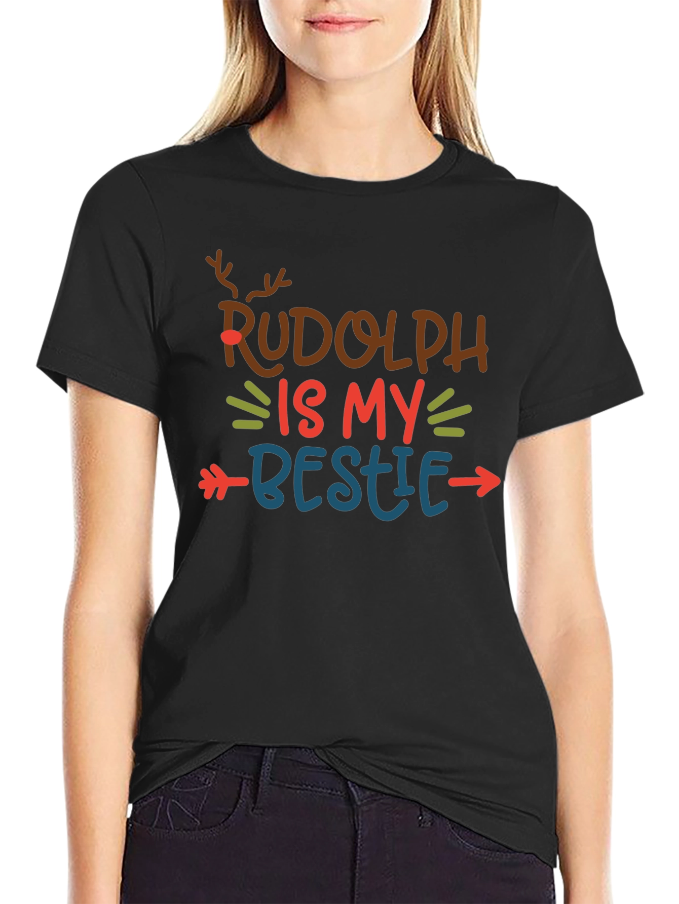 Rudolph is My Bestie Graphic Tee - Holiday Fun!