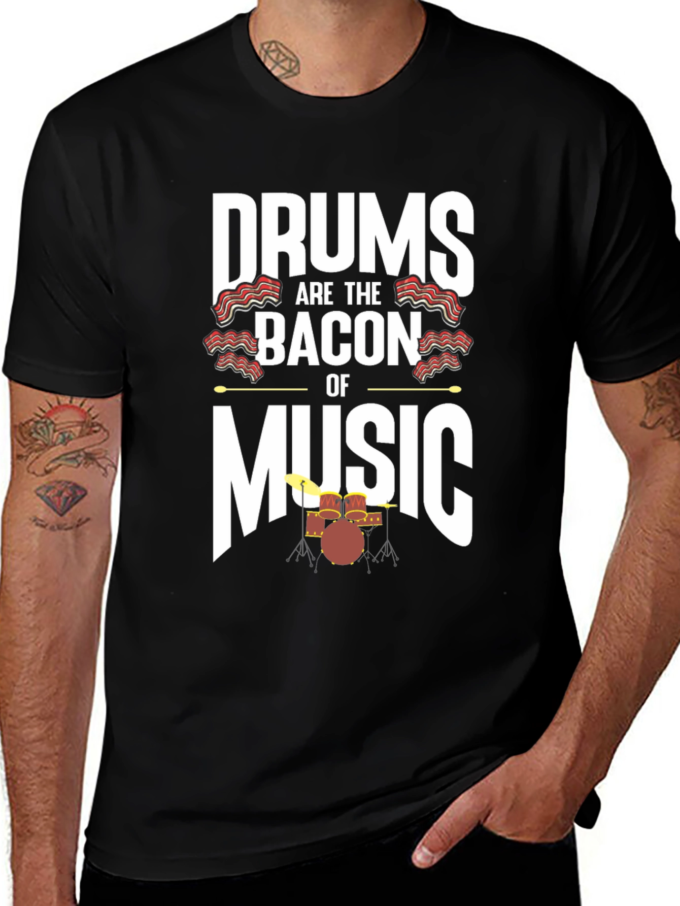 Drums are the Bacon of Music Graphic Tee