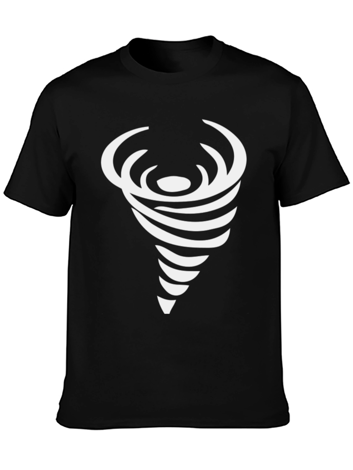 Black T-Shirt with White Vortex Design