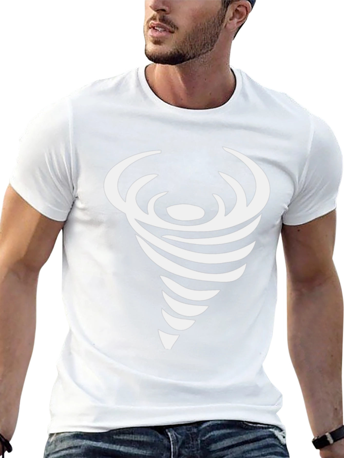 Black T-Shirt with White Vortex Design