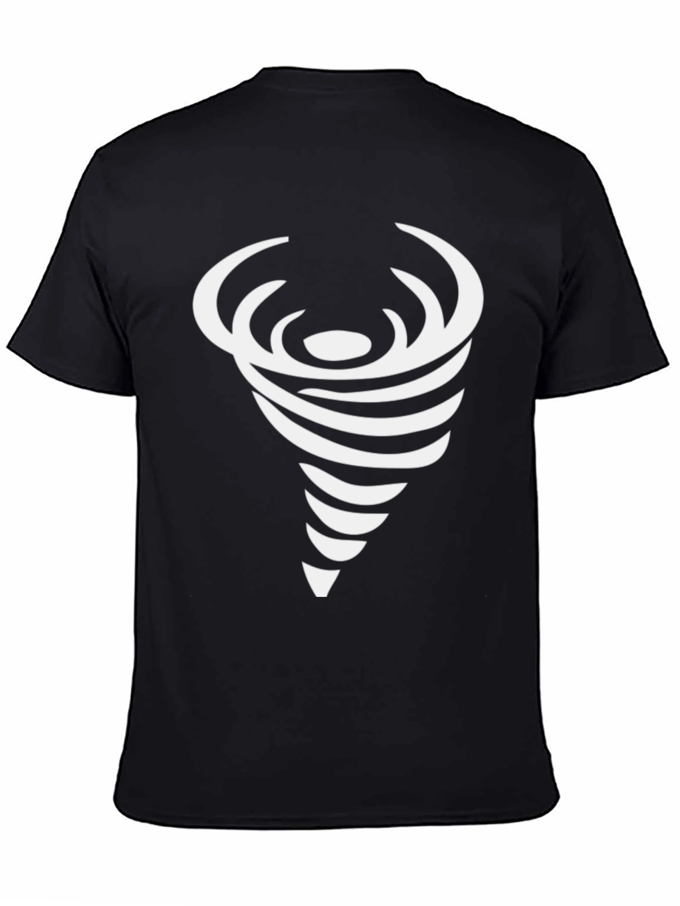 Black T-Shirt with White Vortex Design