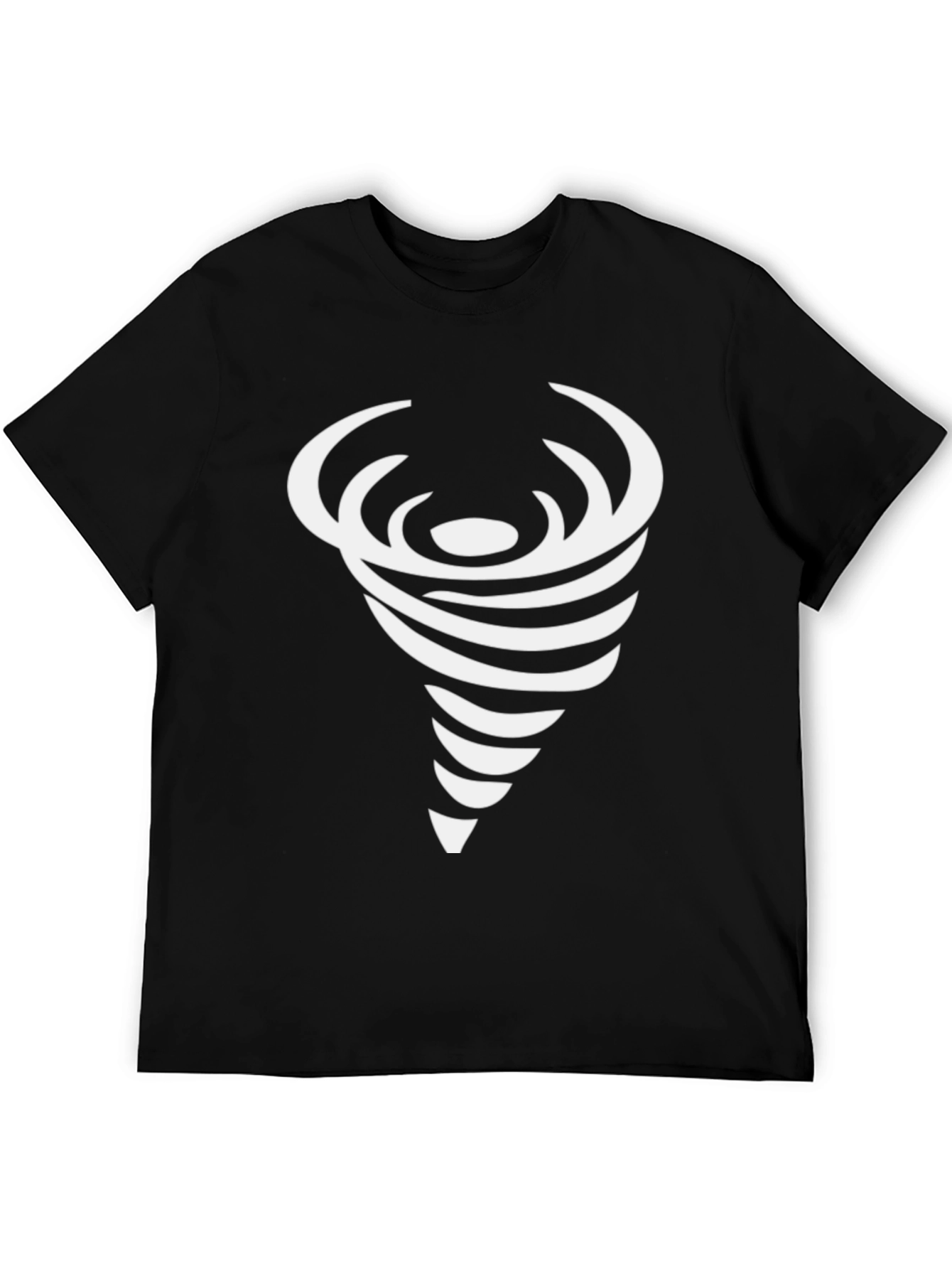Black T-Shirt with White Vortex Design
