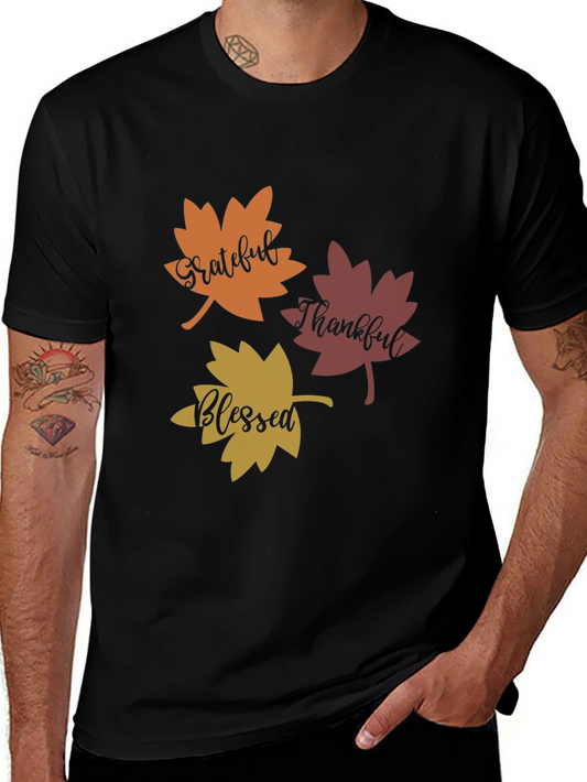 Grateful Thankful Blessed Fall Leaves T-Shirt