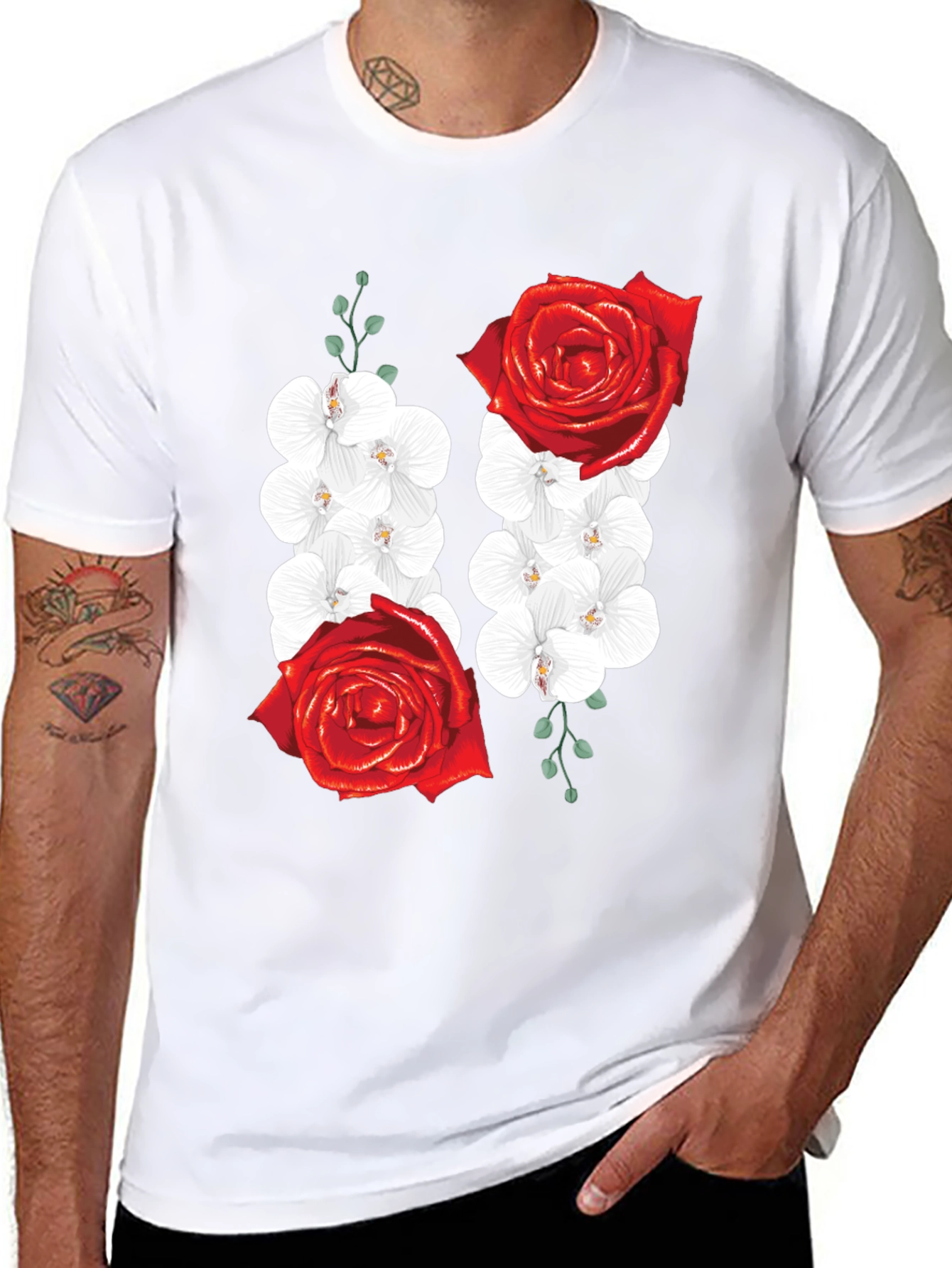 Floral Rose and Orchid Graphic Tee