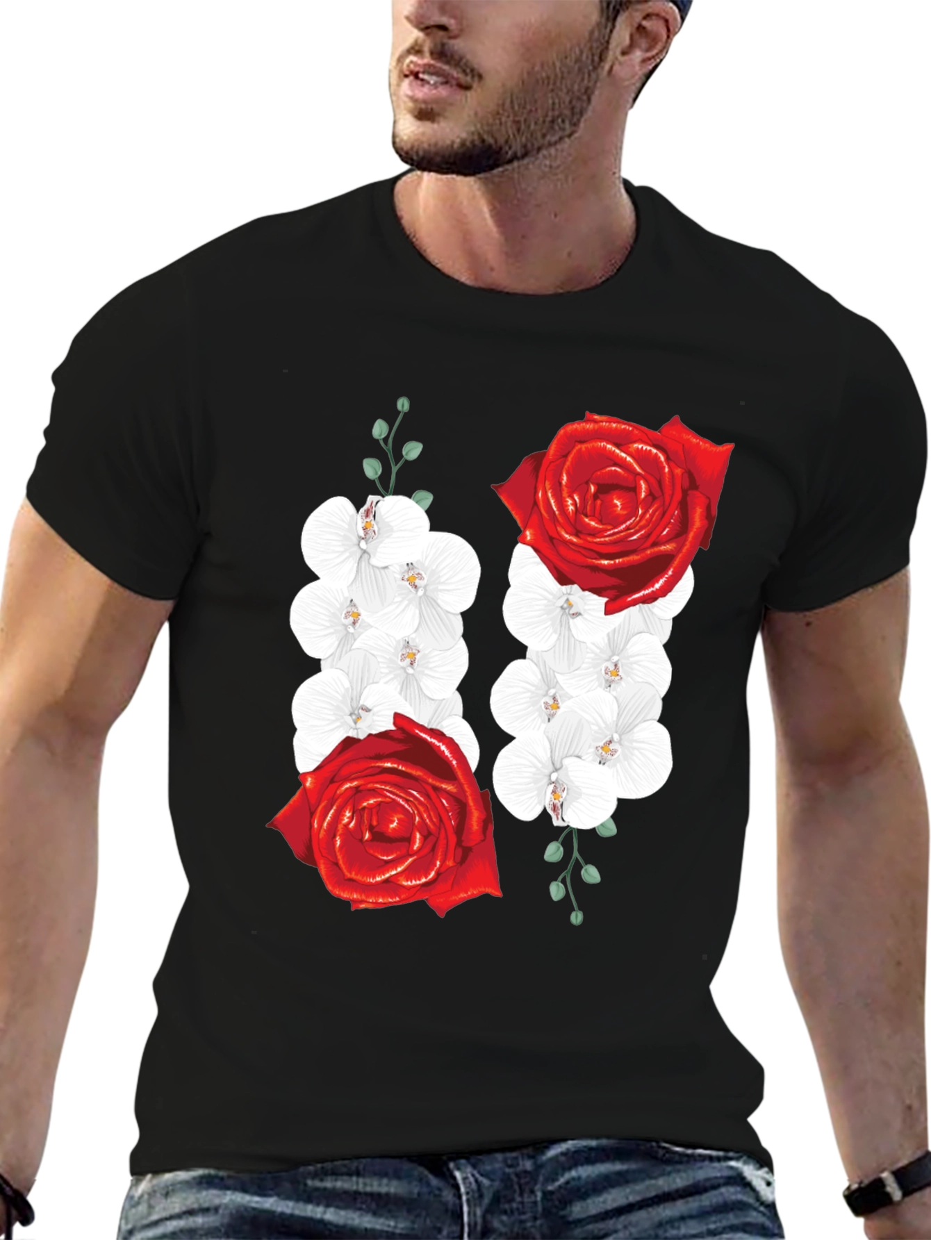 Floral Rose and Orchid Graphic Tee
