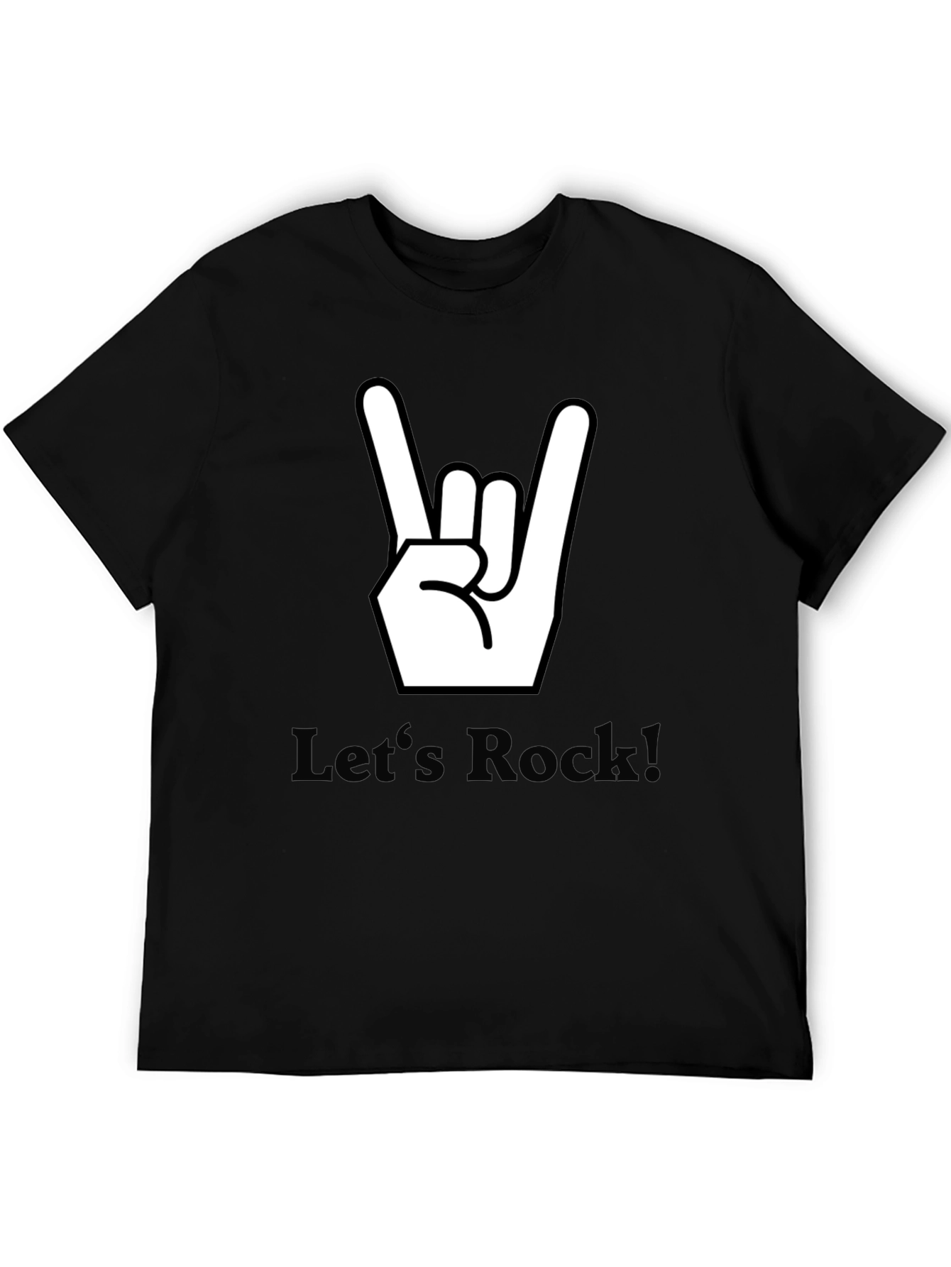 Lets Rock Graphic Tee - Black Cotton T-Shirt
