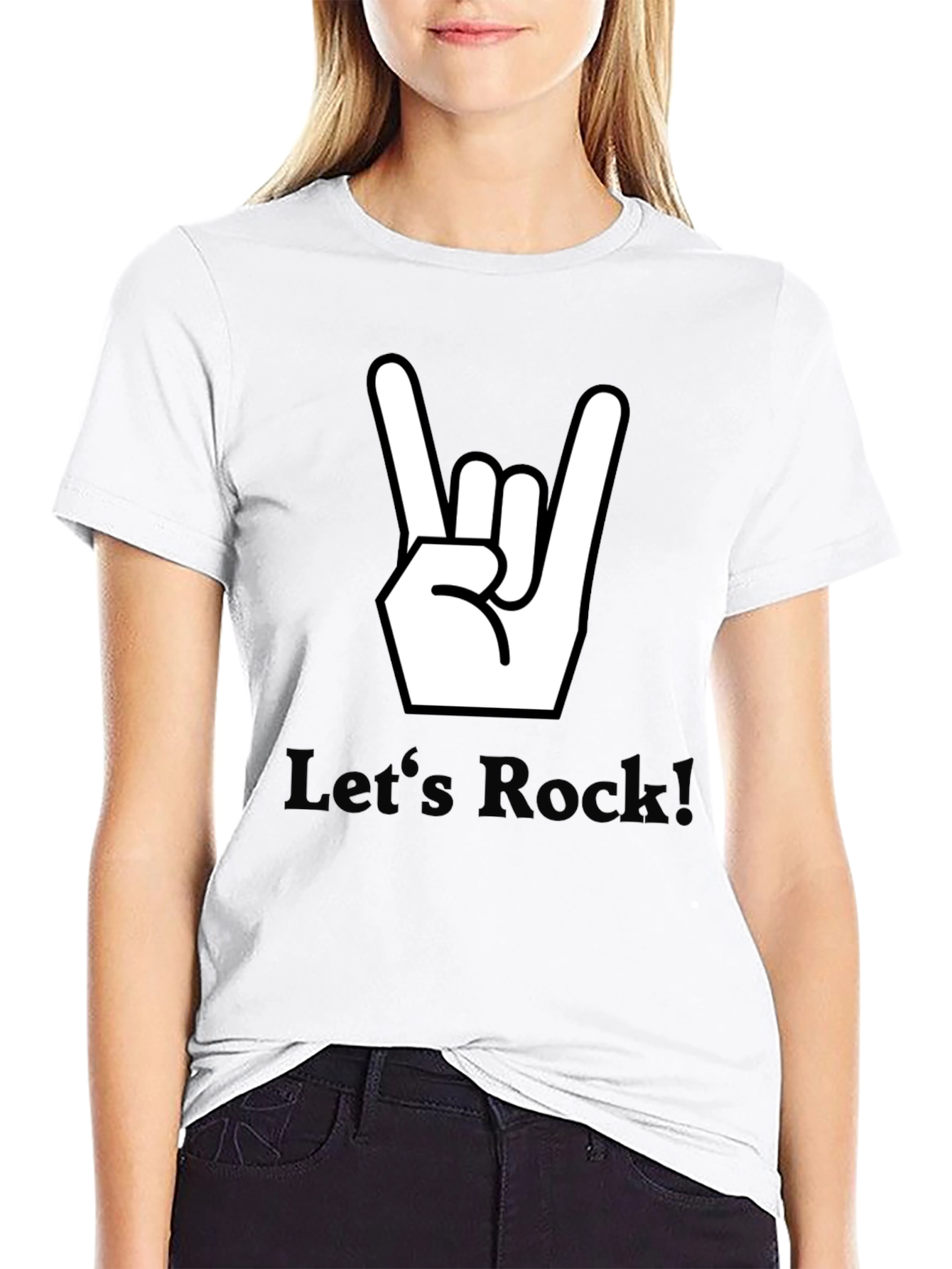 Lets Rock Graphic Tee - Black Cotton T-Shirt