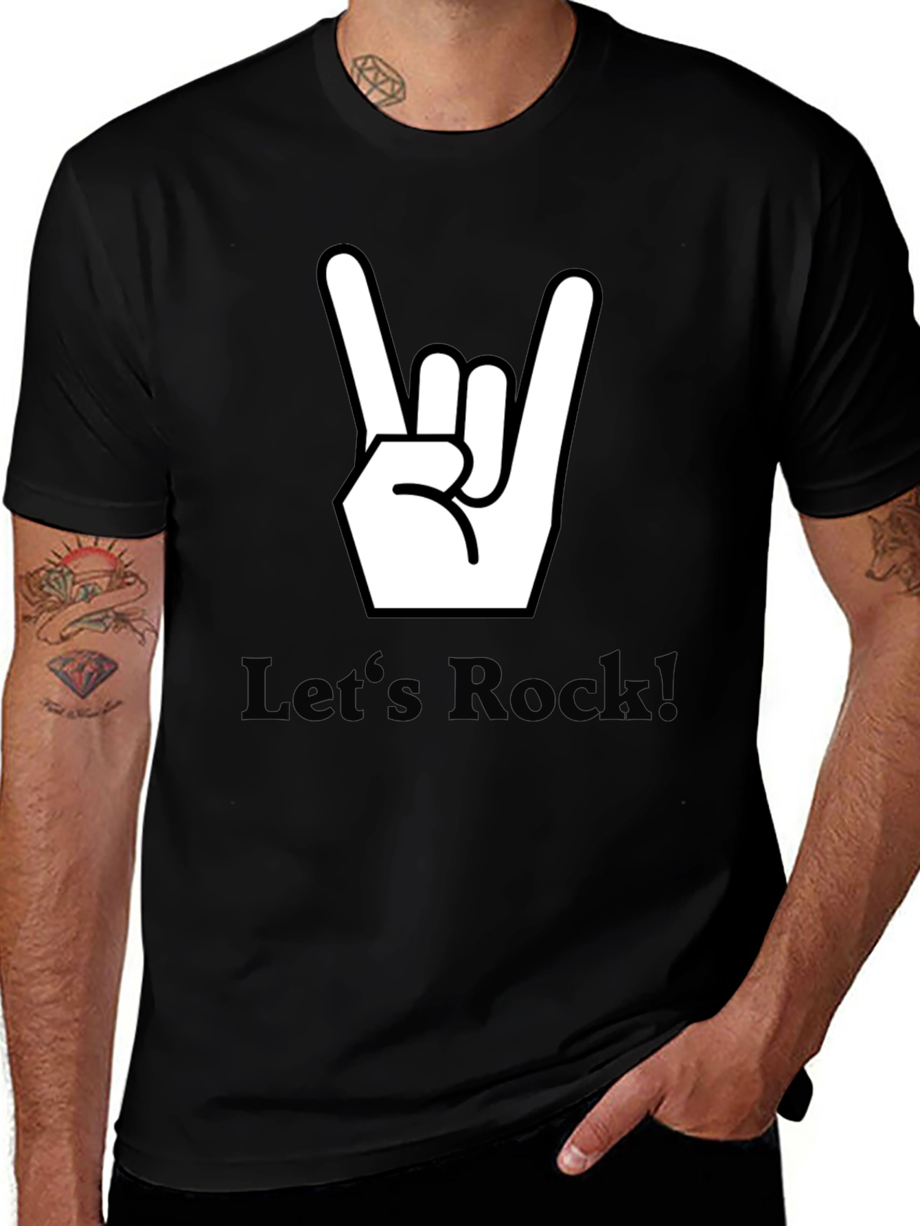 Lets Rock Graphic Tee - Black Cotton T-Shirt