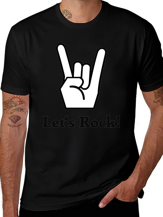 Lets Rock Graphic Tee - Black Cotton T-Shirt
